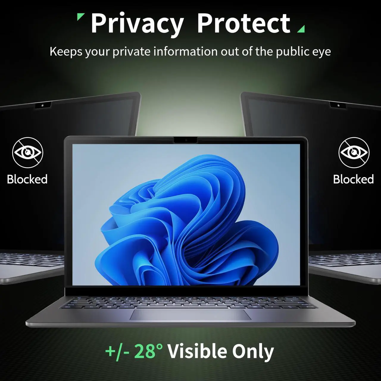 Alt view image 2 of 5 - Nano 13.5 Inch Privacy Screen for Microsoft Surface Laptop 6/5/4/3/2/1, Removable Film Anti-Spy Filter Black Security Protector, Anti Glare Blue Light Shield Matte Screen Guard