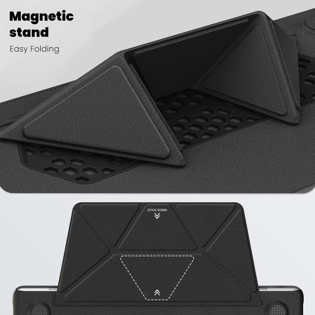 Alt view image 4 of 5 - MEEgoodo for MacBook Air 13 inch Case 2021 2020 2019 2018, Kickstand Cover Fit Model A2337 M1 A2179 A1932, PU Leather Laptop Hard Shell with TPU Keyboard & Webcam Cover & OTG Adapter,Black