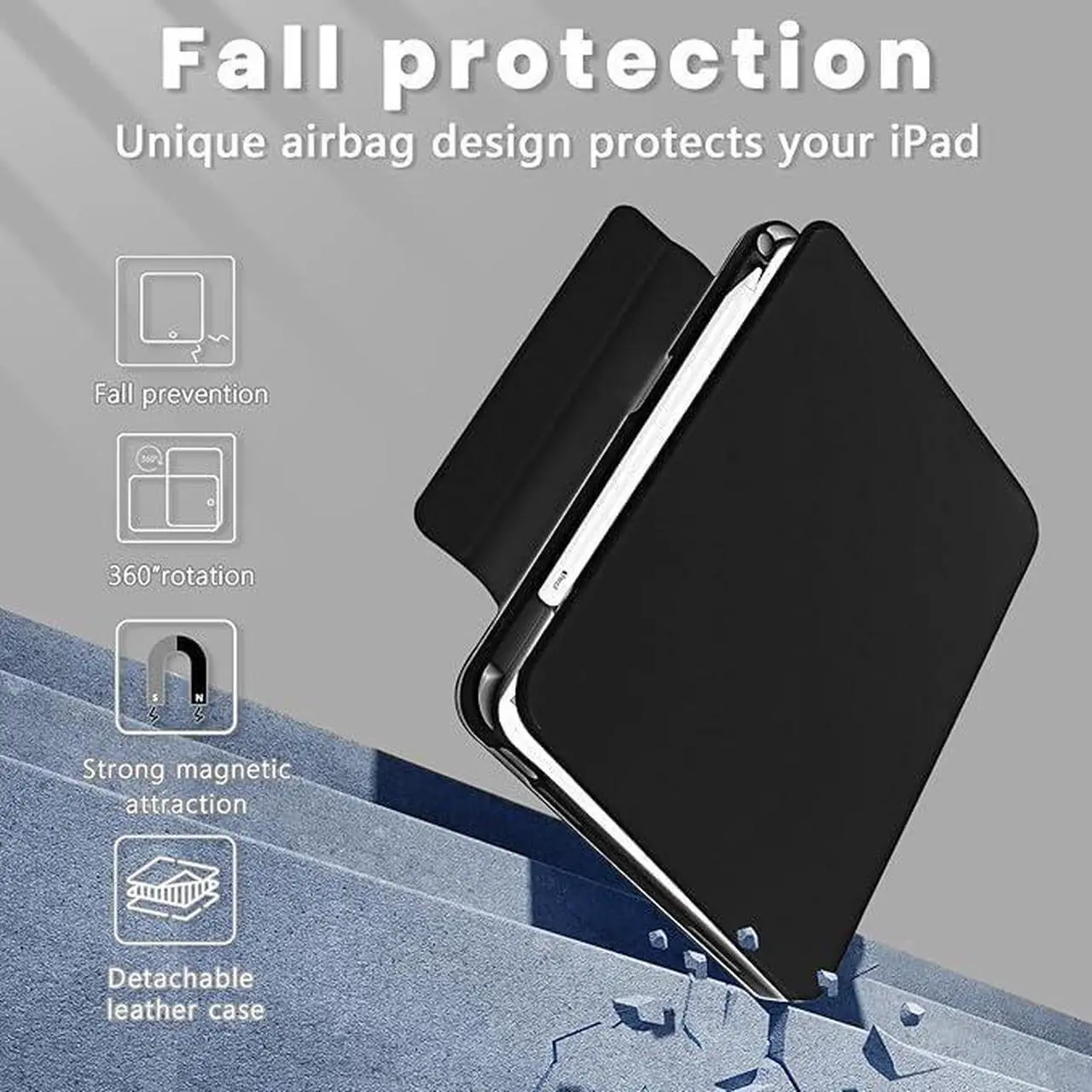Alt view image 3 of 5 - Miieadoo iPad Air 5th/4th Gen Keyboard Case with trackpad, Support iPad Air 11 inch M2 Pro 11"- Detachable Case 10.9/11 inch with Pencil Holder (Black, iPad Air 11 inch M2 2024/iPad Air5/Air4/Pro11)