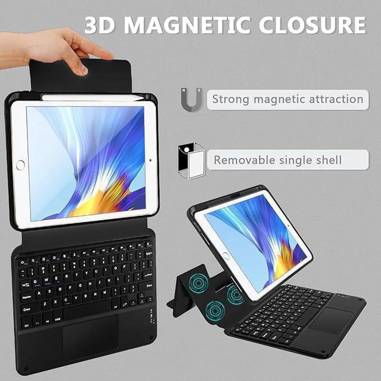 Alt view image 4 of 5 - Miieadoo iPad Air 5th/4th Gen Keyboard Case with trackpad, Support iPad Air 11 inch M2 Pro 11"- Detachable Case 10.9/11 inch with Pencil Holder (Black, iPad Air 11 inch M2 2024/iPad Air5/Air4/Pro11)
