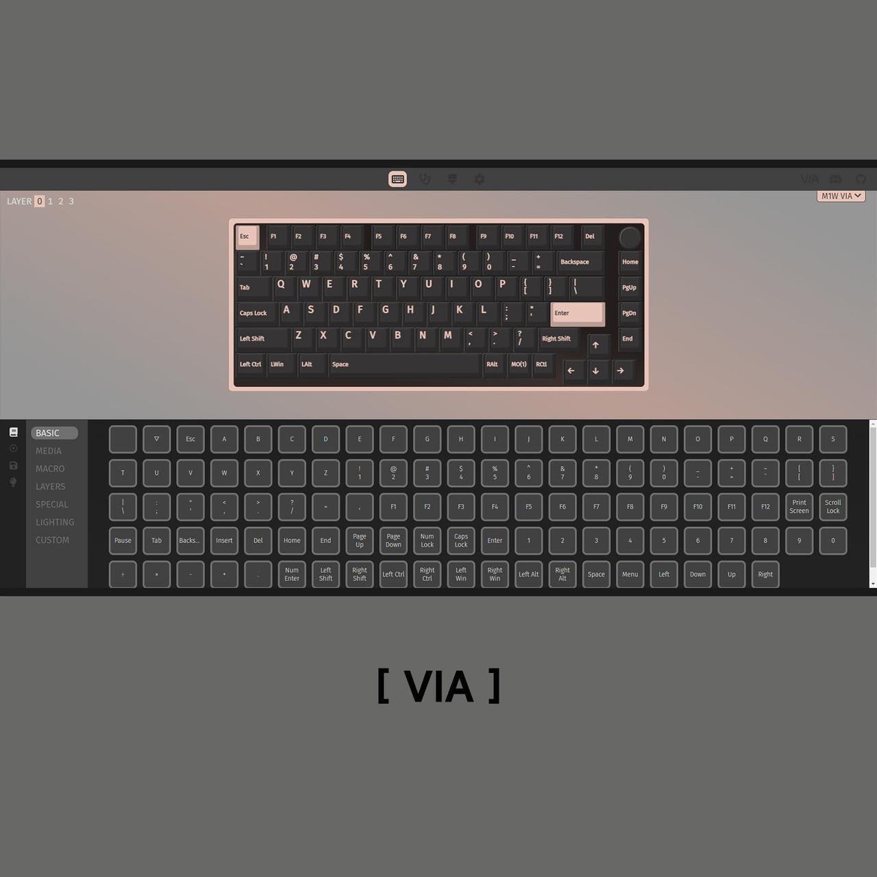 Alt view image 4 of 5 - MONSGEEK M1W V3 VIA Aluminum Mechanical Keyboard 75% RGB Hot-swappable Gaming Keyboard with Knob, 6000 mAH RGB Gradient Black Custom Keyboard with PBT Double Shot Keycaps Rosewood Switch