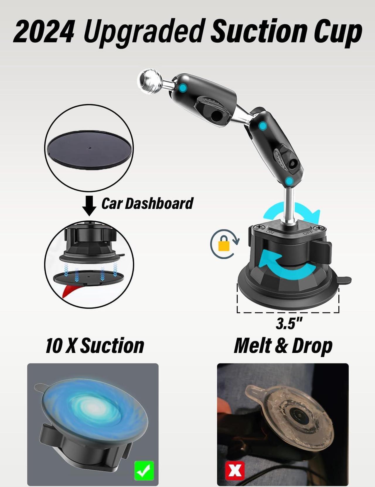 Alt view image 3 of 5 - NATDETC Car Dashboard Windshield Tablet Mount for Truck with Flexible Metal Arm, Suction Cup Tablet Holder Fit Thick Cases (Deep Max 1.18'') for iPad Pro Air Mini, Galaxy Tab, iPhone, 6-15.6'' Devices