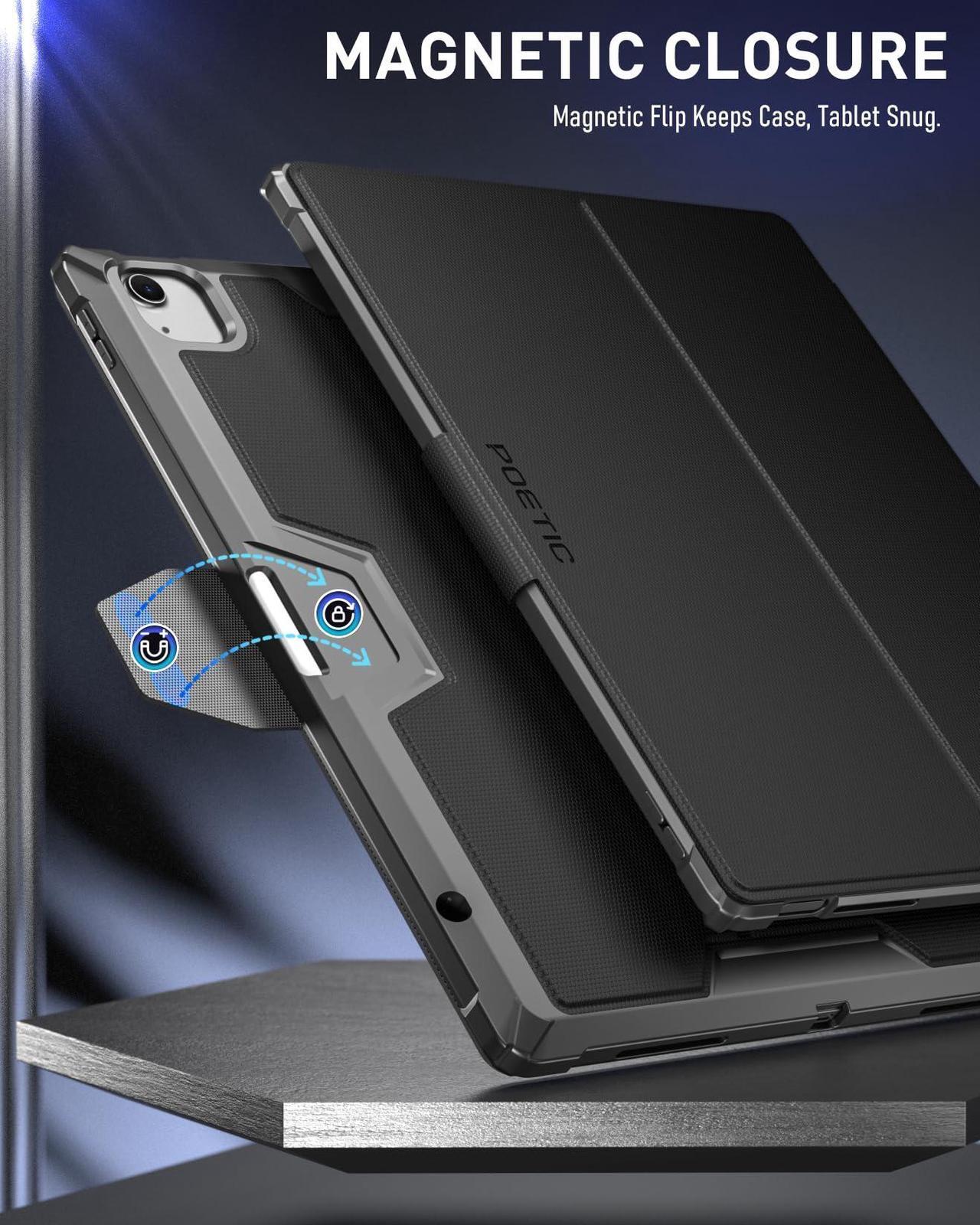 Alt view image 2 of 5 - Poetic Explorer Case for iPad Air 13 (2024) / iPad Pro 12.9 (2022) / iPad Pro 12.9 (2021), Full Body Tough 360 Degree Stand Folio Cover with Pencil Holder,Built-in Screen Protector, Black