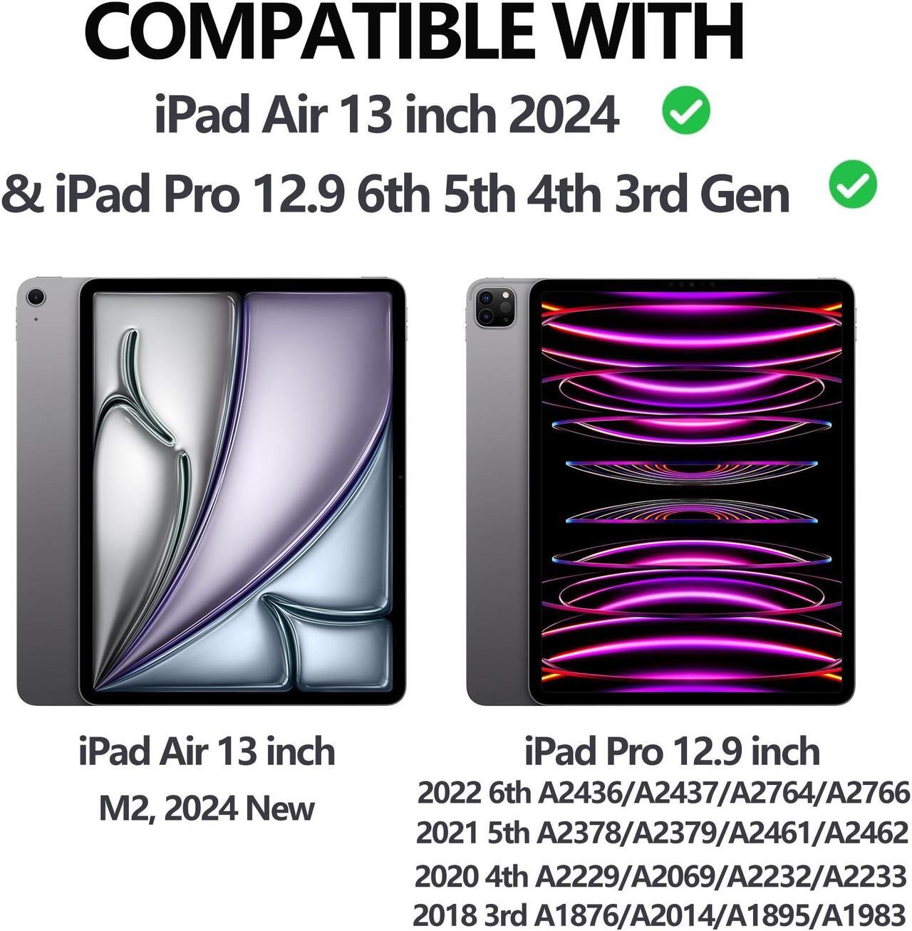 Alt view image 2 of 5 - Keyboard Case for iPad Pro 12.9 inch 6th 5th 4th 3rd Generation - Keyboard for iPad Air 13 Case with Pen Holder - 7 Colors Backlight, Detachable Bluetooth Keyboard, Auto Sleep/Wake Folio Case (Navy)