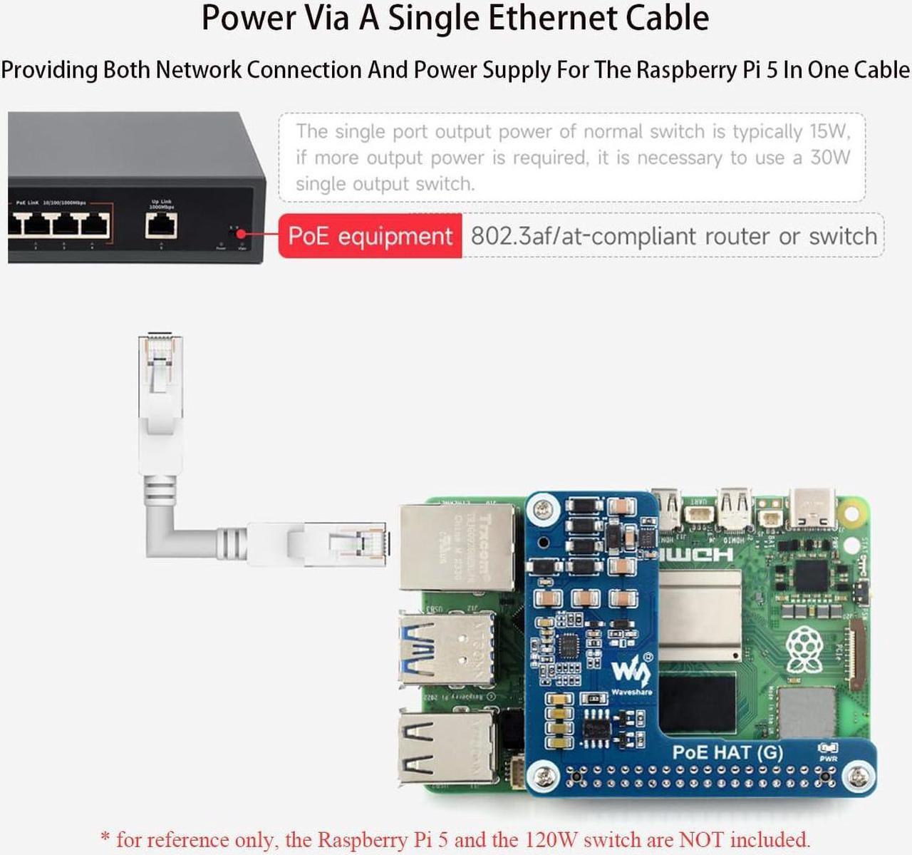 Alt view image 5 of 5 - PoE HAT for Raspberry Pi 5, Power Over Ethernet HAT for Raspberry Pi 5, 5V 5A 25W Output, Support IEEE 802.3af/at-Compliant Network Standard, Pi 5 PoE HAT Comes with Raspberry Pi 5 Official Case