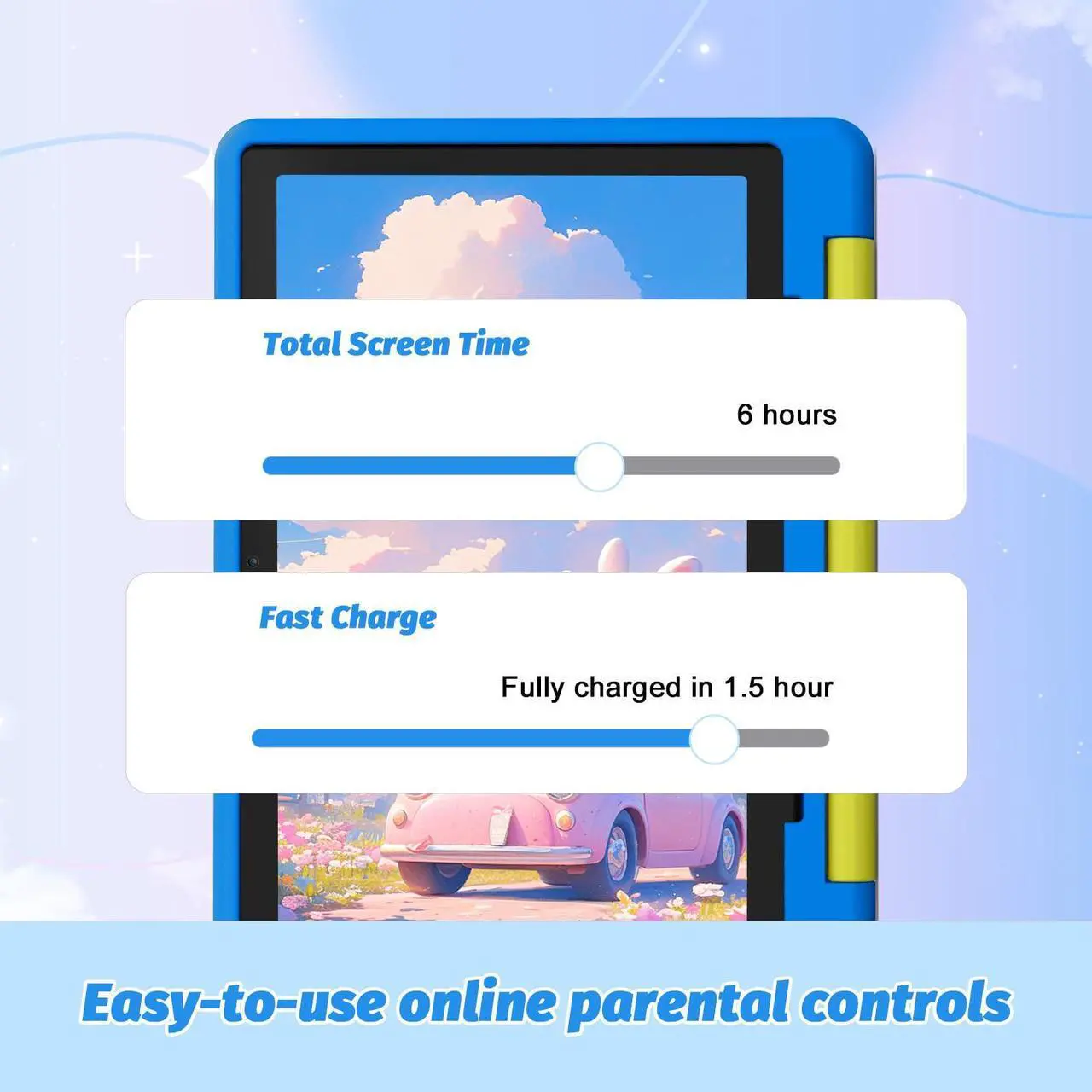 Alt view image 5 of 5 - URAO Kids Tablet, Android 14 Tablet for Kids 10 inch, Toddler Tablet Octa-Core 64GB 1TB TF Card Expandable,Children's Tablet with Case, WiFi Tablet Parental Control, Dual Camera, Great Gift for Kids