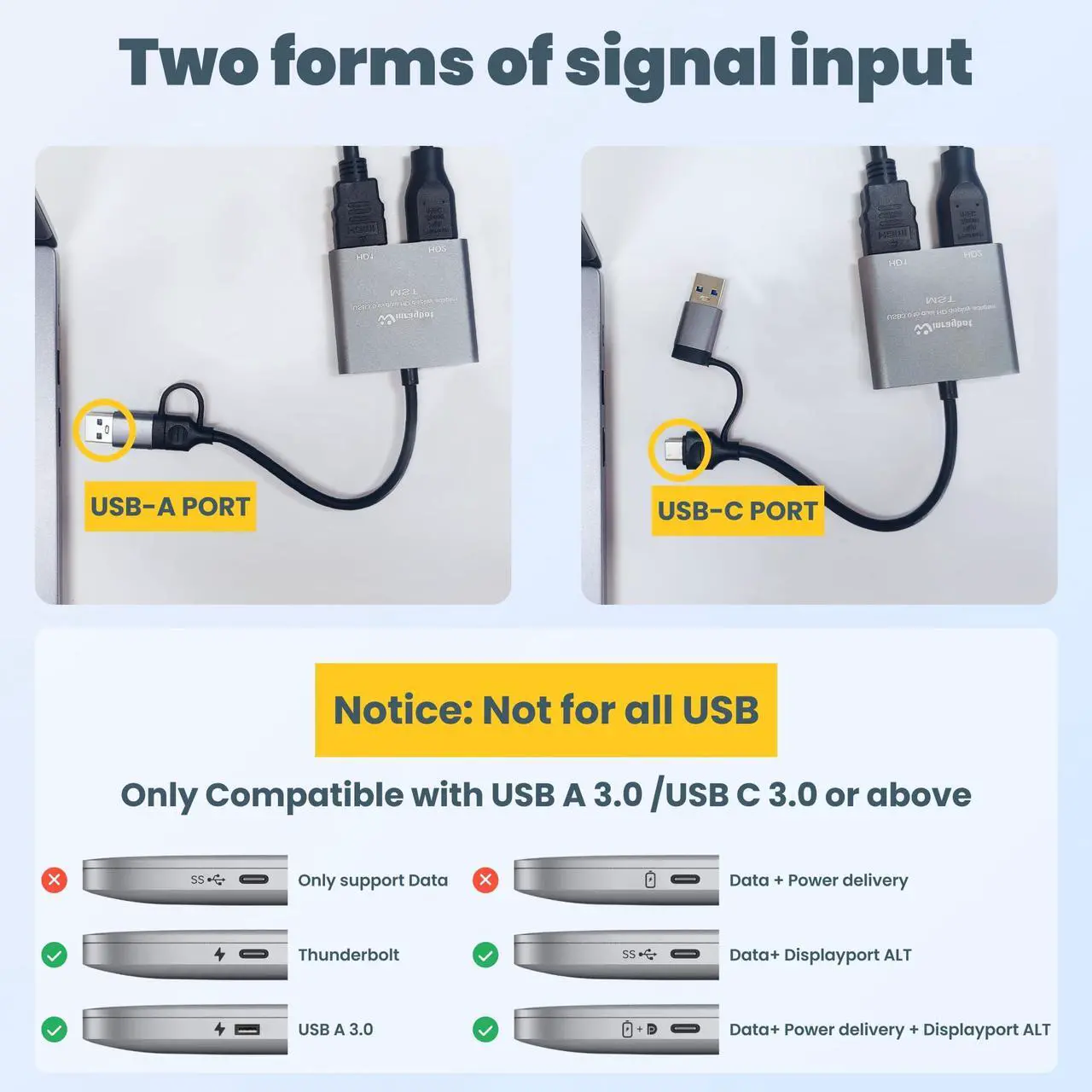 Alt view image 5 of 5 - USB to HDMI Adapter for 2 Monitors-USB3.0 to Dual hdmi Adapter for 3 Monitors-USB to displayport Adapter Supports Mac & Windows/Dual HDMI Extender -External Video & Graphics Card Adapter