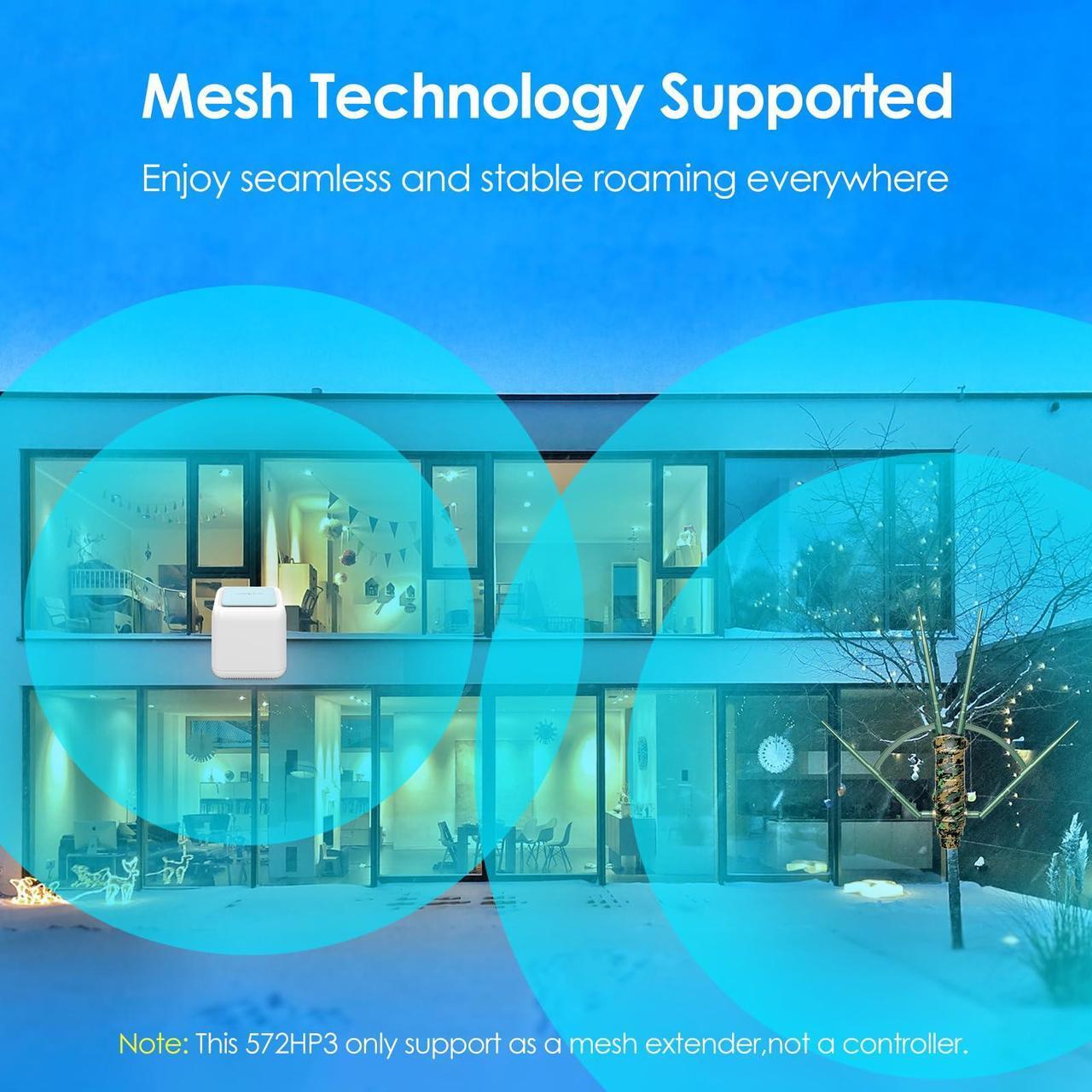 Alt view image 3 of 5 - WAVLINK Outdoor WiFi Extender AC1200 Wireless Access Point with Active POE, High Power Dual Band 2.4G+5G Weatherproof Outdoor WiFi Repeater WiFi Range Extender,Mesh Extender 4x7dBi Omni Antennas