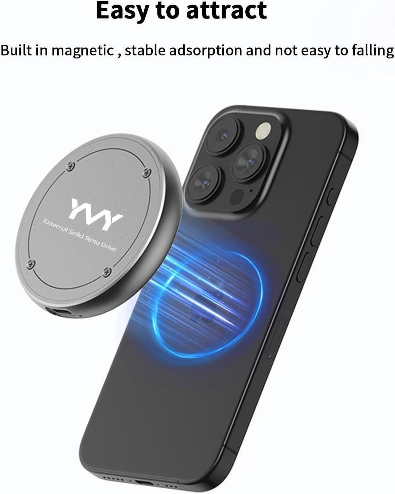 Alt view image 5 of 5 - YMY Portable Magnetic External SSD 128GB, 10Gbps Ultra Speed External Solid State Drive, USB C SSD for Storage and Backup Compatible with Laptop, Mac, TV, iPhone 15 Pro, Type C Smartphones etc