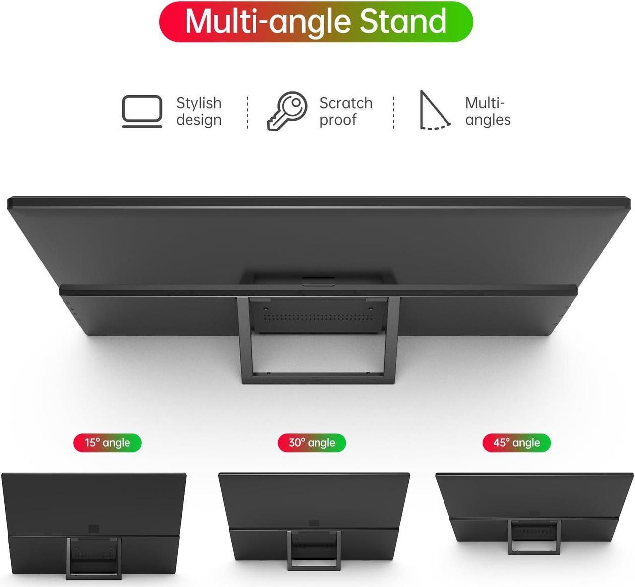 Alt view image 5 of 5 - Yxk Portable Monitor 15.6 Inch 1080P USB-C HDMI Ultra-Slim Travel Monitor with Kickstand, for Laptop, PC, Mac Phone, PS, Xbox, Swich IPS Ultra-Thin Zero Frame Gaming Monitor