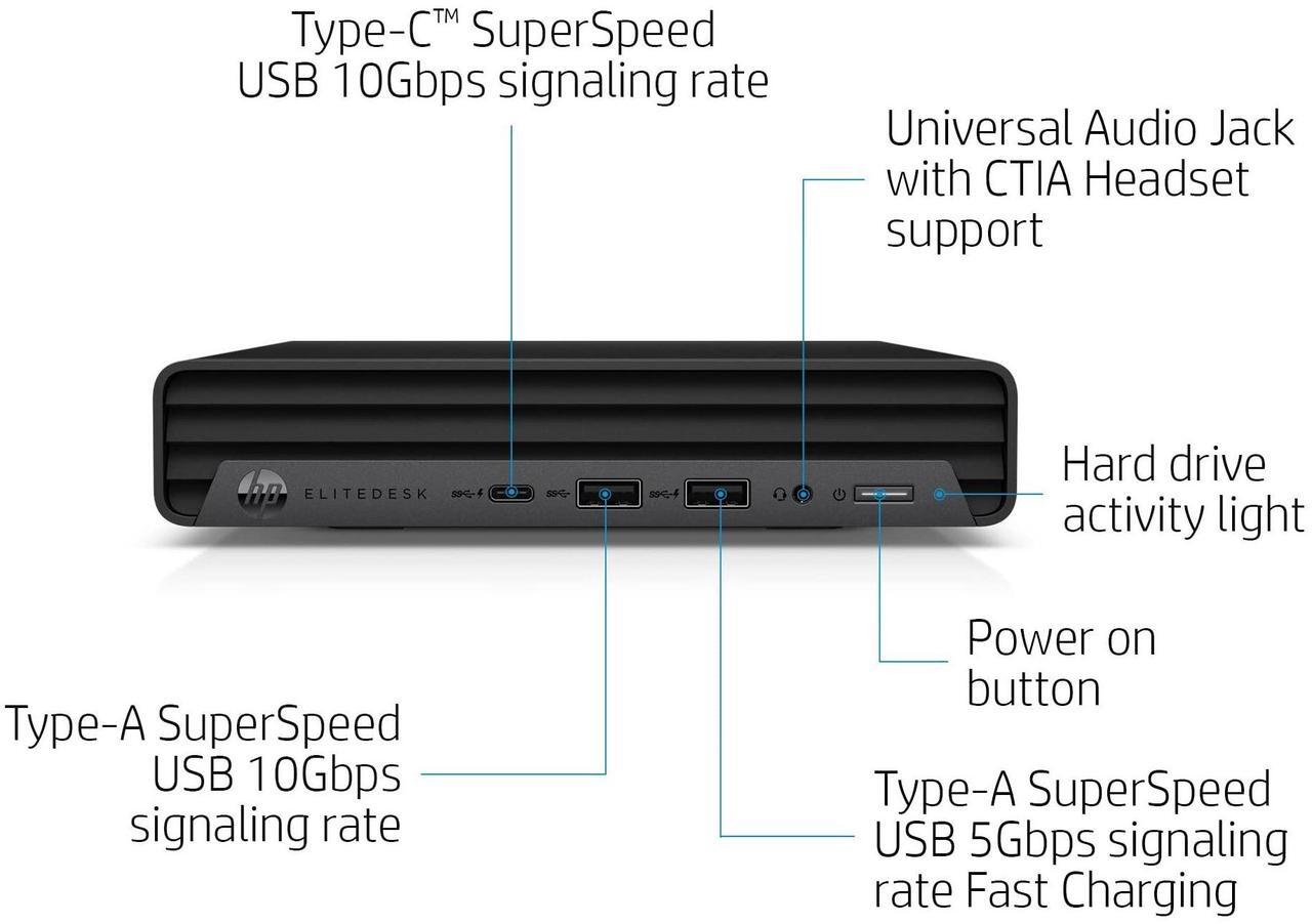 Alt view image 2 of 5 - HP EliteDesk 800 G6 Business Mini PC Desktop Computer, Intel Hexa-Core i5-10400 (Beat i7-8700), 16GB DDR4 RAM, 512GB PCIe SSD, WiFi, Bluetooth, Type-C, Keyboard & Mouse, Windows 11 Pro, Tilsiy Cable