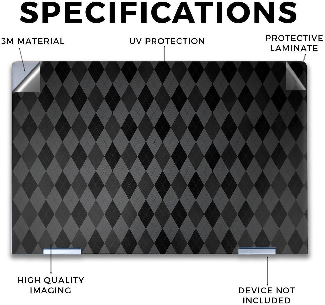 Alt view image 4 of 5 - Laptop Skin Compatible with HP Envy x360 14" (2023) - Black Argyle - Premium 3M Vinyl Protective Wrap Decal Cover - Easy to Apply | Crafted in The USA by MightySkins