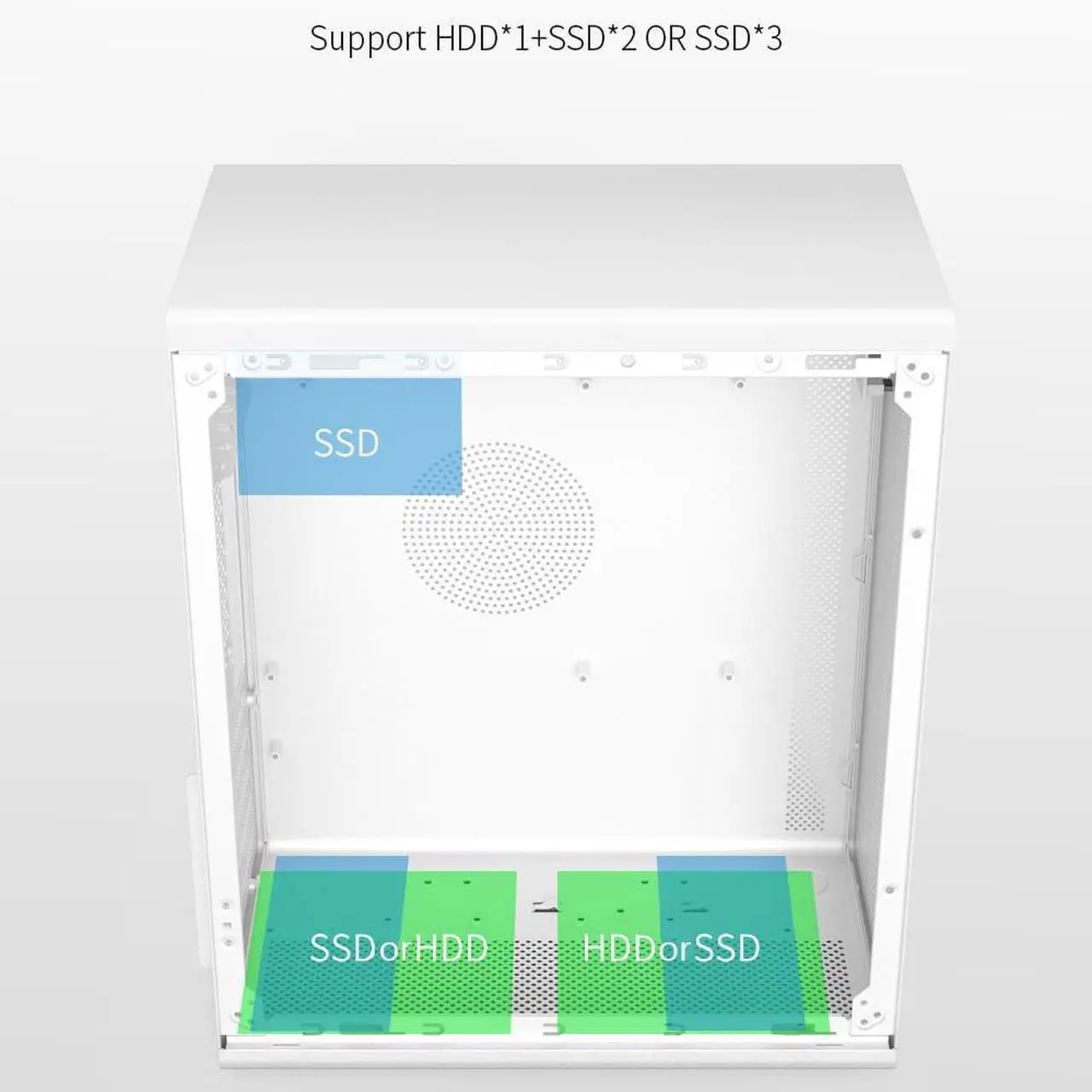 Alt view image 5 of 5 - V281 Micro ATX/ITX Computer Case,Multifunctional Pc Case with Handle, Spcc Side Panel Business case, Support 300mm GPU 165mm CPU Cooler (Black)