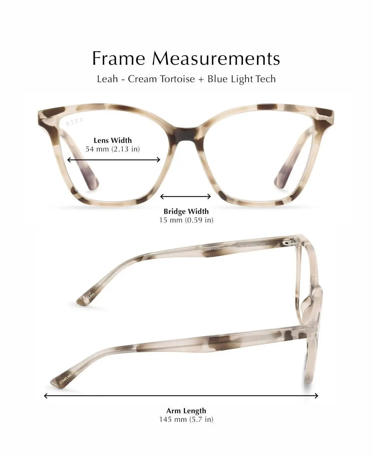 Alt view image 2 of 5 - DIFF Reading glasses for Women, Lightweight Oversized Readers Leah 1.75 designer blue light glasses with magnification, Black