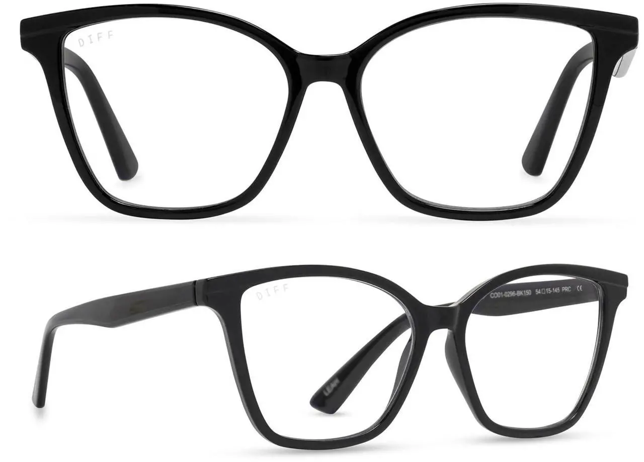 Main image of DIFF Reading glasses for Women, Lightweight Oversized Readers Leah 1.75 designer blue light glasses with magnification, Black