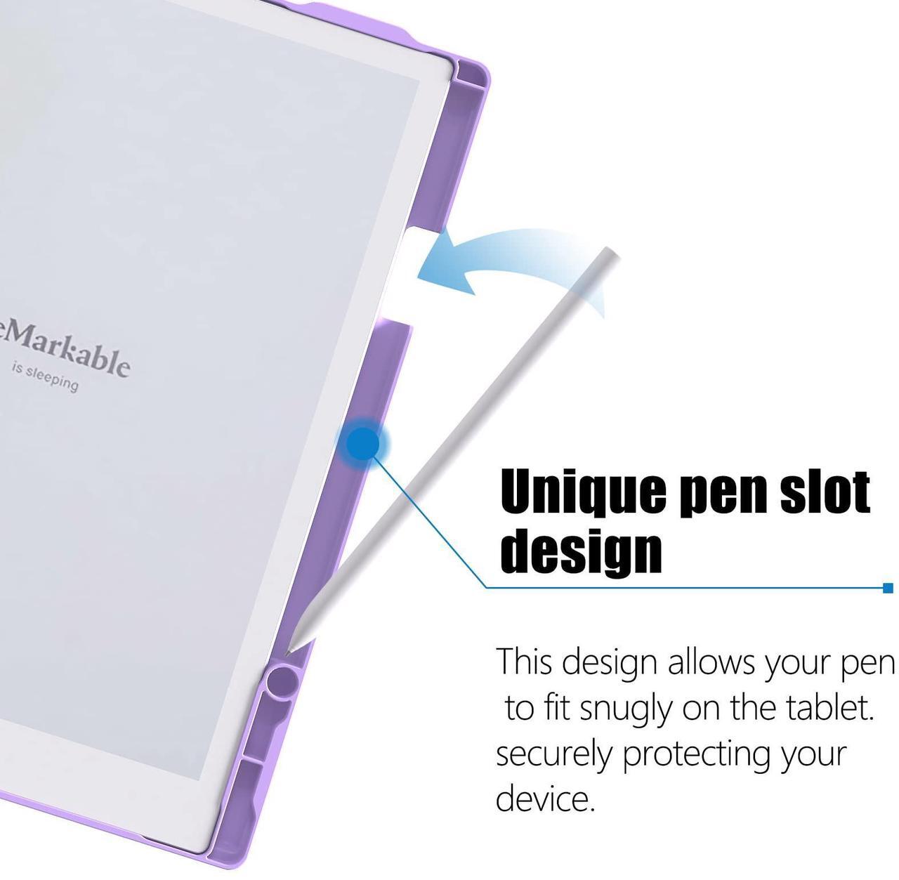Alt view image 2 of 5 - ENET-CASE Case for Remarkable 2 Paper Tablet- Multi-Viewing Adjustable Folding Book Folio Cover - with Built-in Pen Holder - for 10.3" 2020 Released (Purple)
