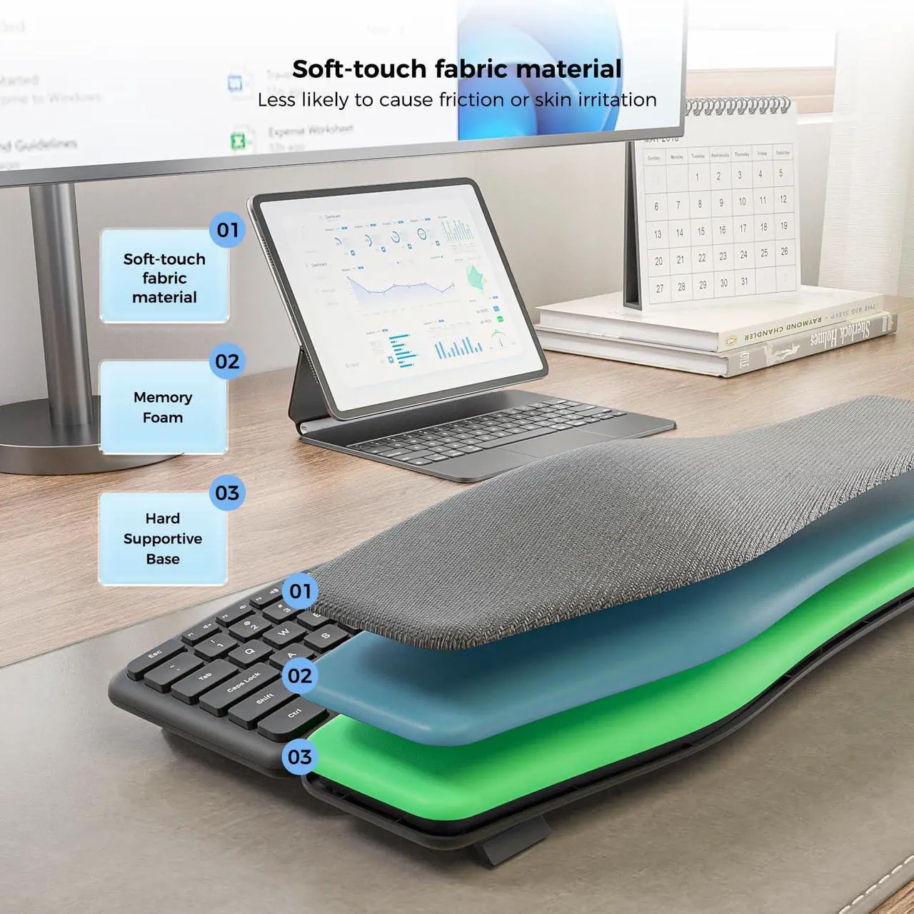 Alt view image 3 of 5 - OLED Screen Ergonomic Mouse and Split Ergonomic Keyboard Comb