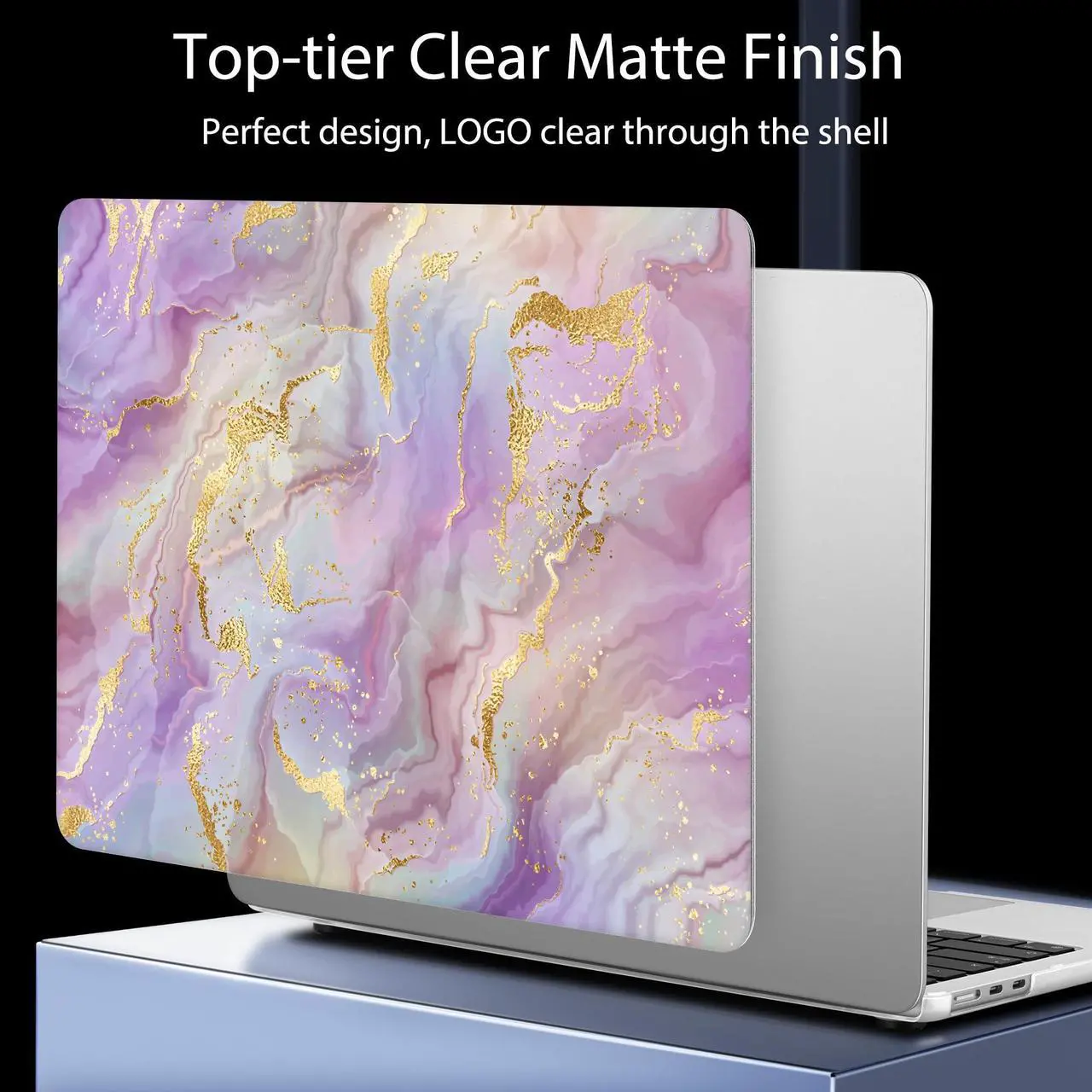 Alt view image 4 of 5 - Mektron Ultra Thin Armor Case Compatible with MacBook Air 13.6 inch Printed Cover 2025-2022 M4 M3 M2 A3240 A3113 A2681, Protective Hard Shell with Fold Kickstand, Purple Marble