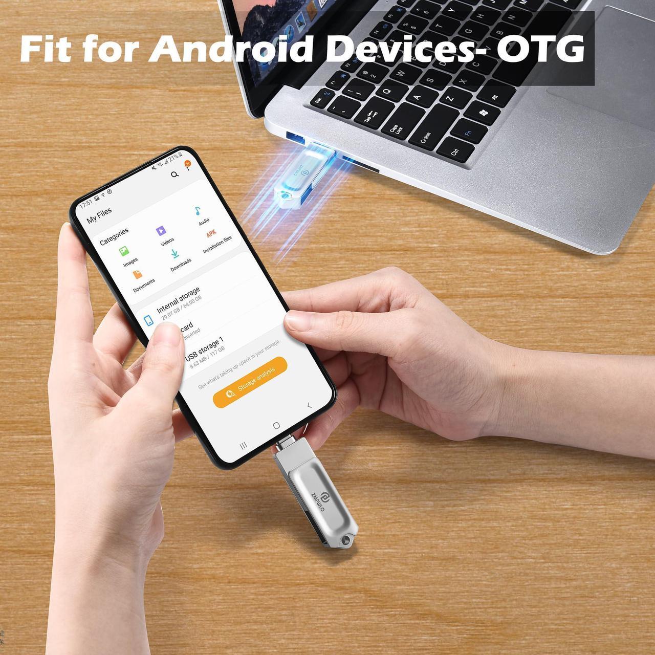 Alt view image 5 of 5 - Photo Stick 128GB for iPhone 15 & iPhone 16 | Flash Drive USB C Memory Stick iPhone USB Storage for iPhone 15&iPhone 16, iPad, Android, PC | Photo, Video, Contacts Backup,External Storage Thumb Drive