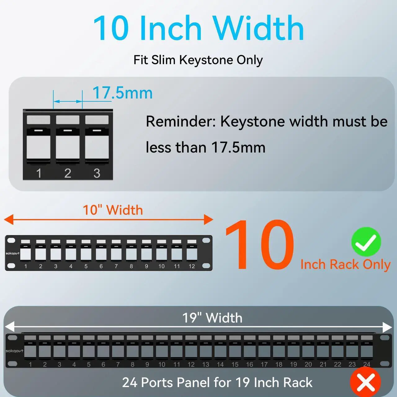 Alt view image 3 of 5 - 12 Port Mini Blank Keystone Patch Panel with Snap-in Design (4 Pack), Cat6 Network Patch Panel 1U 10 inch, Rack Mount Ethernet Patch Panel (for Slim Keystone Only)