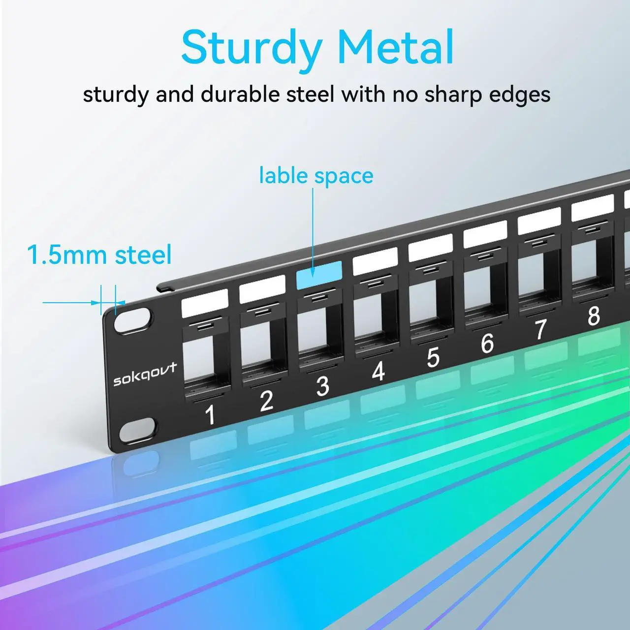 Alt view image 5 of 5 - 12 Port Mini Blank Keystone Patch Panel with Snap-in Design (4 Pack), Cat6 Network Patch Panel 1U 10 inch, Rack Mount Ethernet Patch Panel (for Slim Keystone Only)