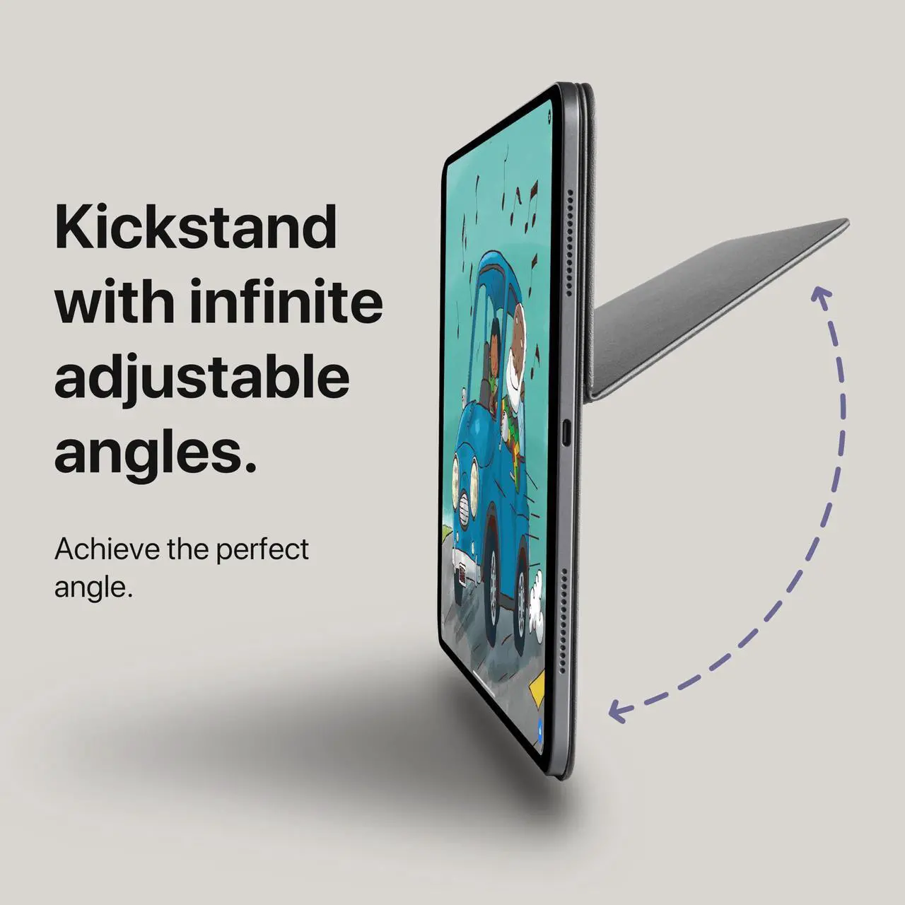 Alt view image 2 of 5 - TineeOwl for iPad Pro 13 inch (M4) 2024, Adjustable Kickstand Cover - Infinite Viewing Angles, Portrait/Landscape Stand, Apple Pencil Charging, Wing Series, (Black)