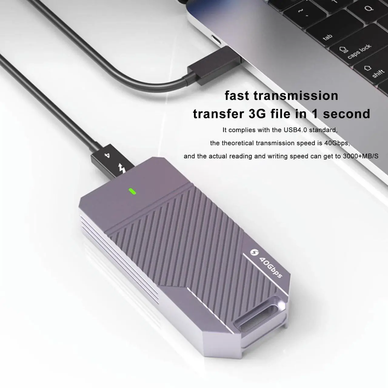 Alt view image 2 of 5 - Zyyini M.2 NVMe SSD Enclosure, 40Gbps 4TB Type C SSD Enclosure for M.2 NVME 2280 SSD, External NVMe SSD Enclosure, for Thunderbolt 3 4 Port, for Win, for Linux, for OS X