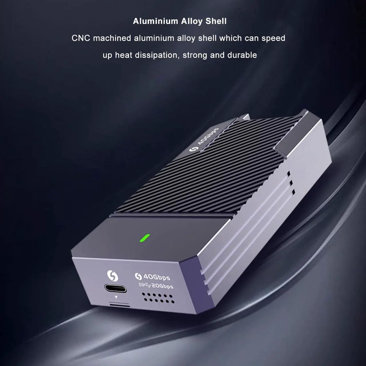Alt view image 5 of 5 - Zyyini M.2 NVMe SSD Enclosure, 40Gbps 4TB Type C SSD Enclosure for M.2 NVME 2280 SSD, External NVMe SSD Enclosure, for Thunderbolt 3 4 Port, for Win, for Linux, for OS X
