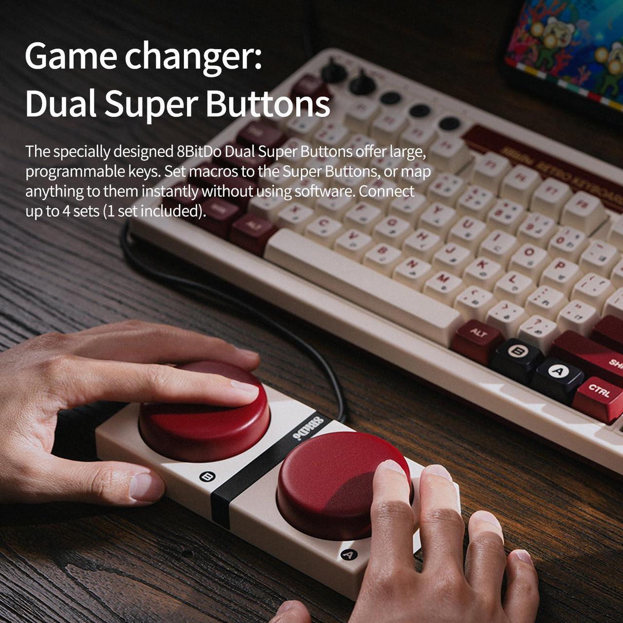 Alt view image 5 of 5 - AKNES 8BitDo Retro 108 Mechanical Keyboard, Hot Swappable Gaming Keyboard with 108 Keys, Integrated Numpad, Dual Super Buttons, Bluetooth/2.4G/USB-C for Windows & Android - Fami Edition