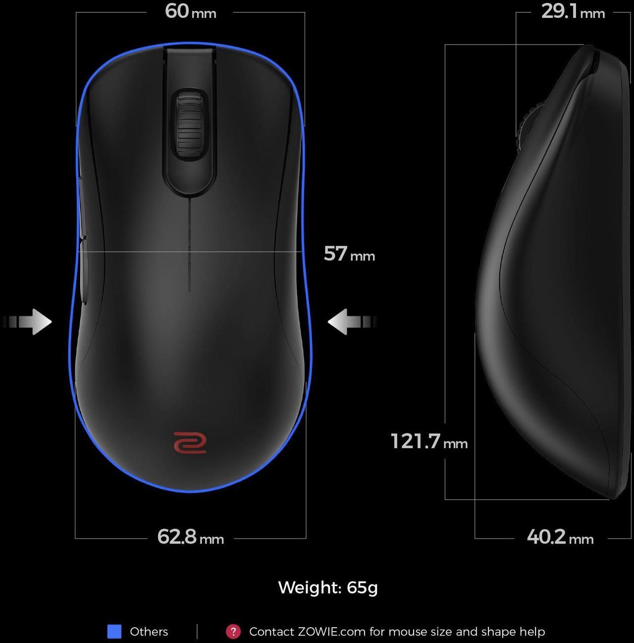 Alt view image 2 of 5 - BenQ Zowie ZA13-DW 4K Wireless Mouse for Esports,  Sports Science, 4K Enhanced Receiver, 65g, Symmetrical, Driverless, 3950 Sensor, 4K Polling Rate