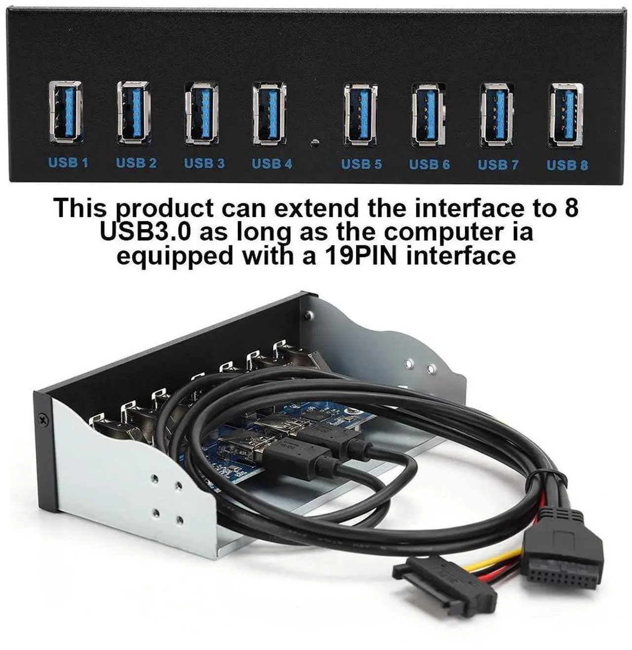 Alt view image 5 of 5 - USB3.0 8-Port Optical Drive Front Panel,19Pin 8-Port Hub Optical Drive Expansion Pc Computer Front Panel Adapter,5.25 Inch Optical Drive Box Provided of