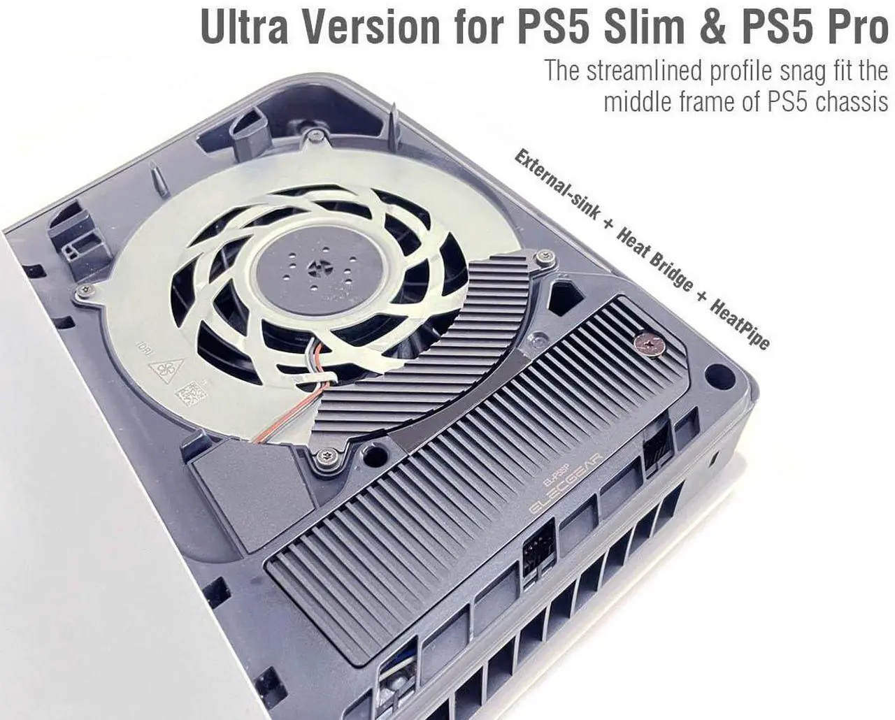 Alt view image 2 of 4 - ElecGear PS5 Pro and Slim SSD Heatsink Ultra, EL-P5SP Heat Pipe + 2X Aluminum Coolers + Heat Bridge for Internal M.2 NVMe 4.0 Gen4 SSD, Thermal Pads and SSD Mounting Post Kit