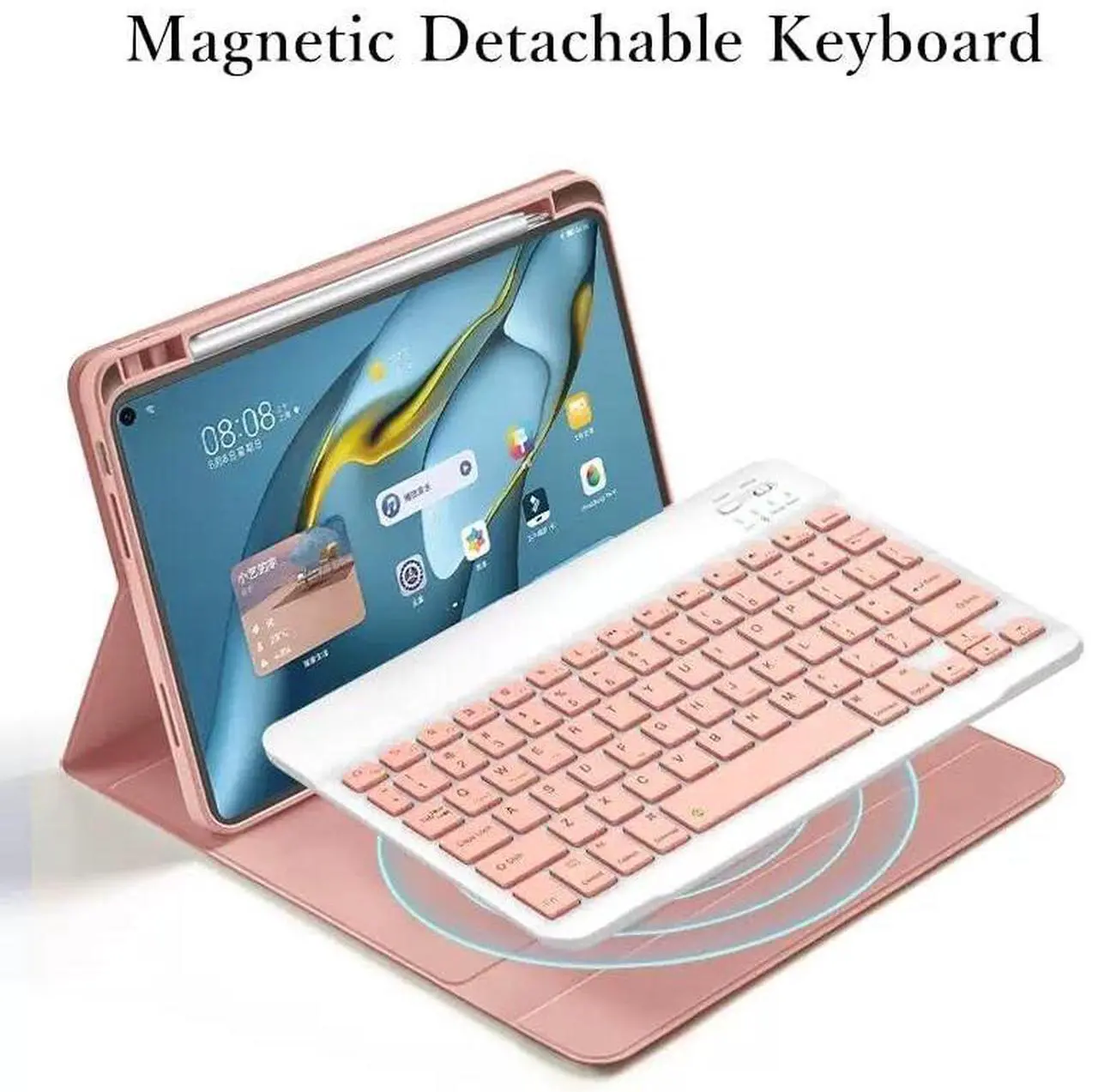 Alt view image 2 of 5 - kaidisen Keyboard Case Mouse for iPad Air 13 inch M3 2025/ Air 13" (M2) 2024/ iPad Pro 12.9 inch 6th/5th/4th/3rd Generation Detachable Cute Color Keyboard Case,Pink