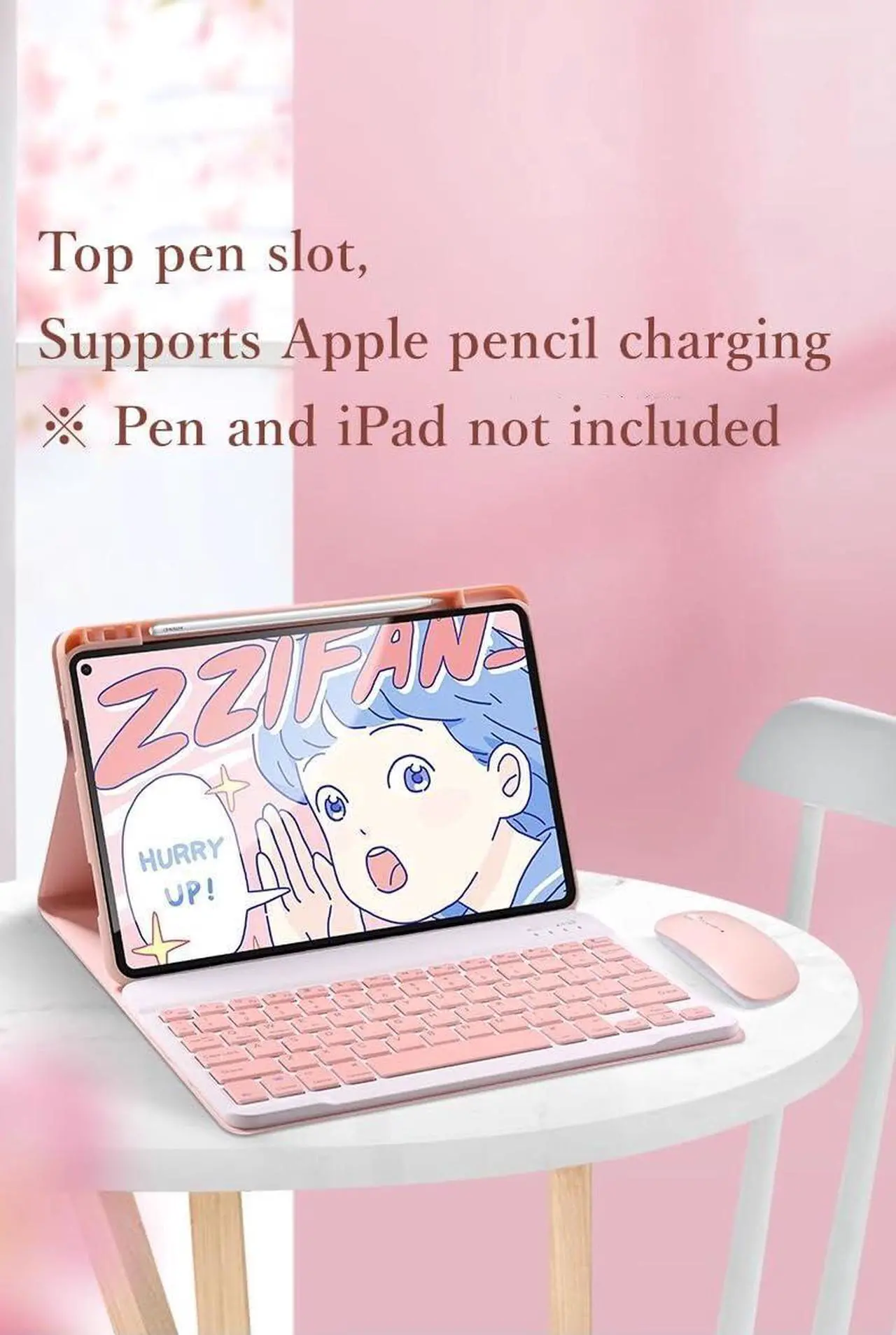 Alt view image 3 of 5 - kaidisen Keyboard Case Mouse for iPad Air 13 inch M3 2025/ Air 13" (M2) 2024/ iPad Pro 12.9 inch 6th/5th/4th/3rd Generation Detachable Cute Color Keyboard Case,Pink