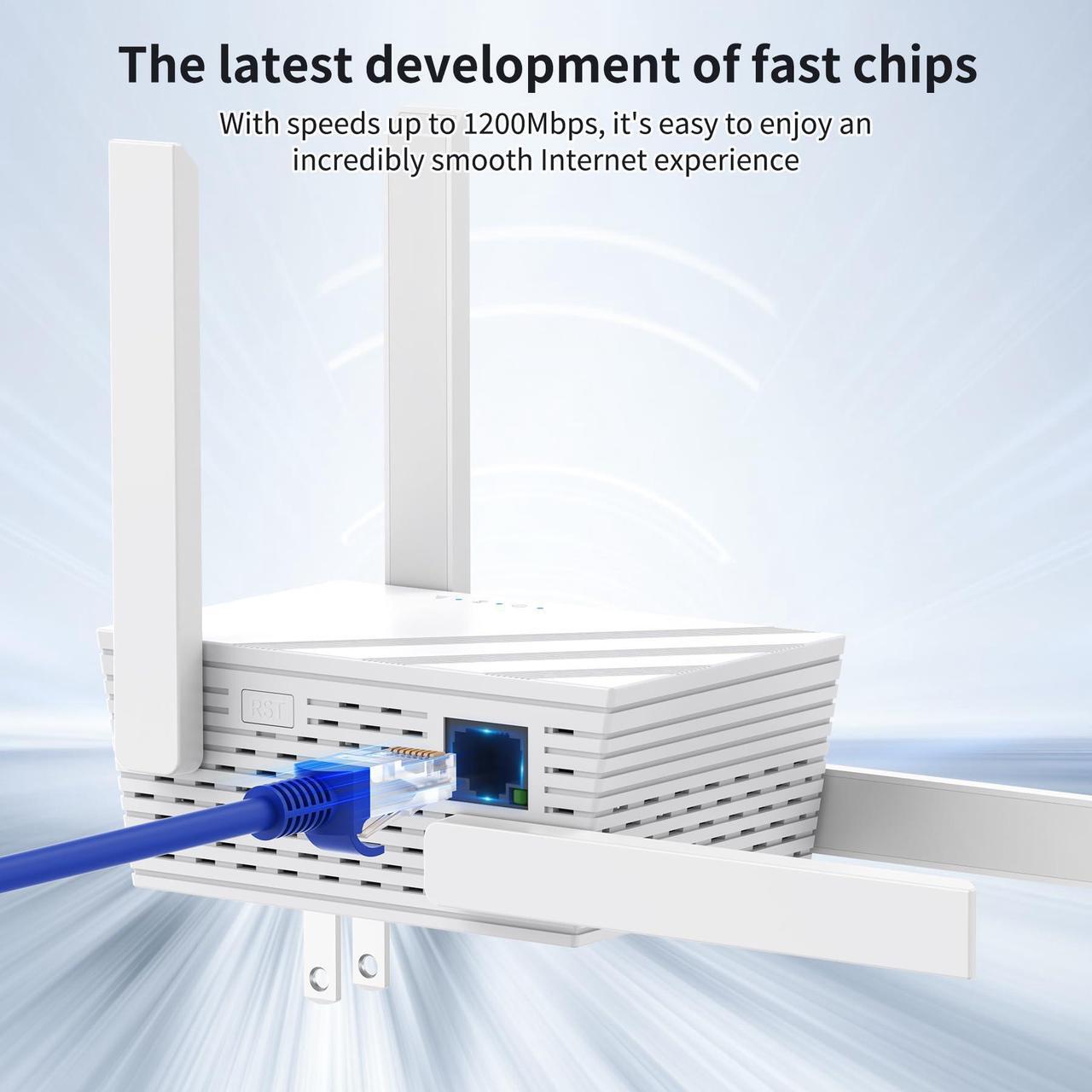 Alt view image 5 of 5 - 2024 WiFi Extender Internet Booster, WiFi Extender Signal Booster 5GHz/2.4GHz, 1200Mbps WiFi Range Extender, WiFi Extender with Ethernet Port.