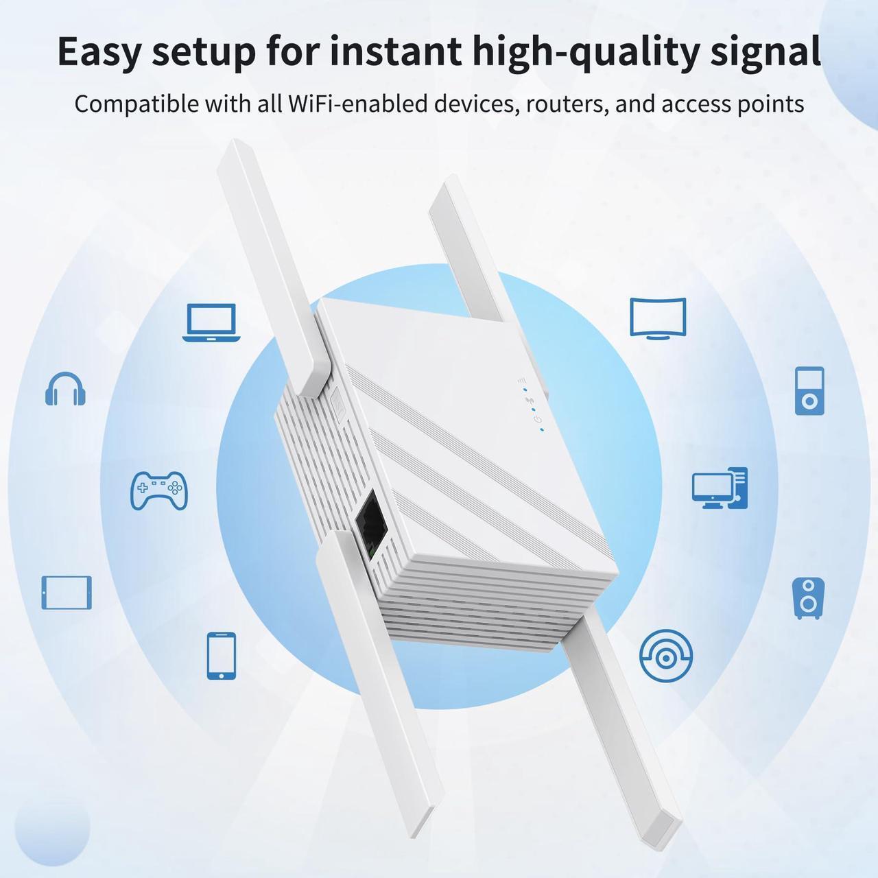 Alt view image 4 of 5 - 2024 WiFi Extender Internet Booster, WiFi Extender Signal Booster 5GHz/2.4GHz, 1200Mbps WiFi Range Extender, WiFi Extender with Ethernet Port.