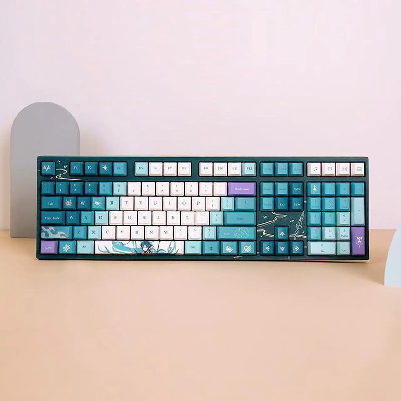Alt view image 2 of 5 - GENSHIN IMPACT "Vigilant Yaksha Xiao Mechanical Keyboard 108 Keys - Grass Green Capacitive Switch V2