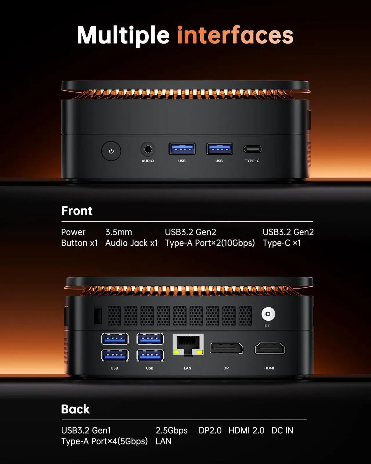 Alt view image 4 of 5 - KAMRUI Hyper H1 Mini Gaming PC, AMD Ryzen 7 6800H, 32GB DDR5 4800MHz 1TB M.2 NVMe PCIe3.0x4 SSD Mini PC(8C/16T,up to 4.7GHz), 16MB L3 Smart Cache, Triple 4K Display/WiFi6/BT5.2/Mini Desktop Computers