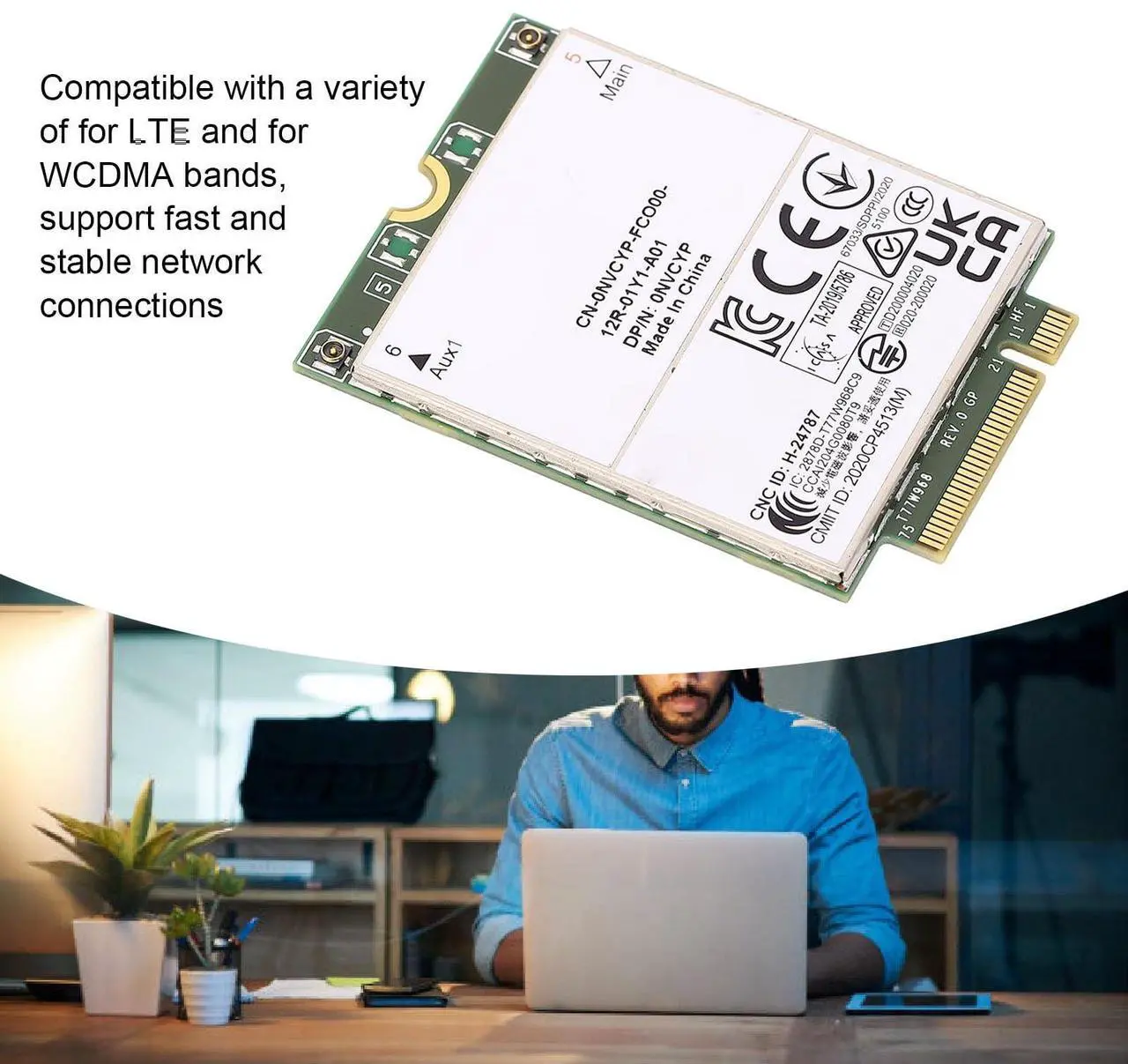 Alt view image 2 of 5 - T77W968 Card, 3G 4G 5G WWAN GPS Network Card, FDD LTE TDD LTE 4G Laptop Module