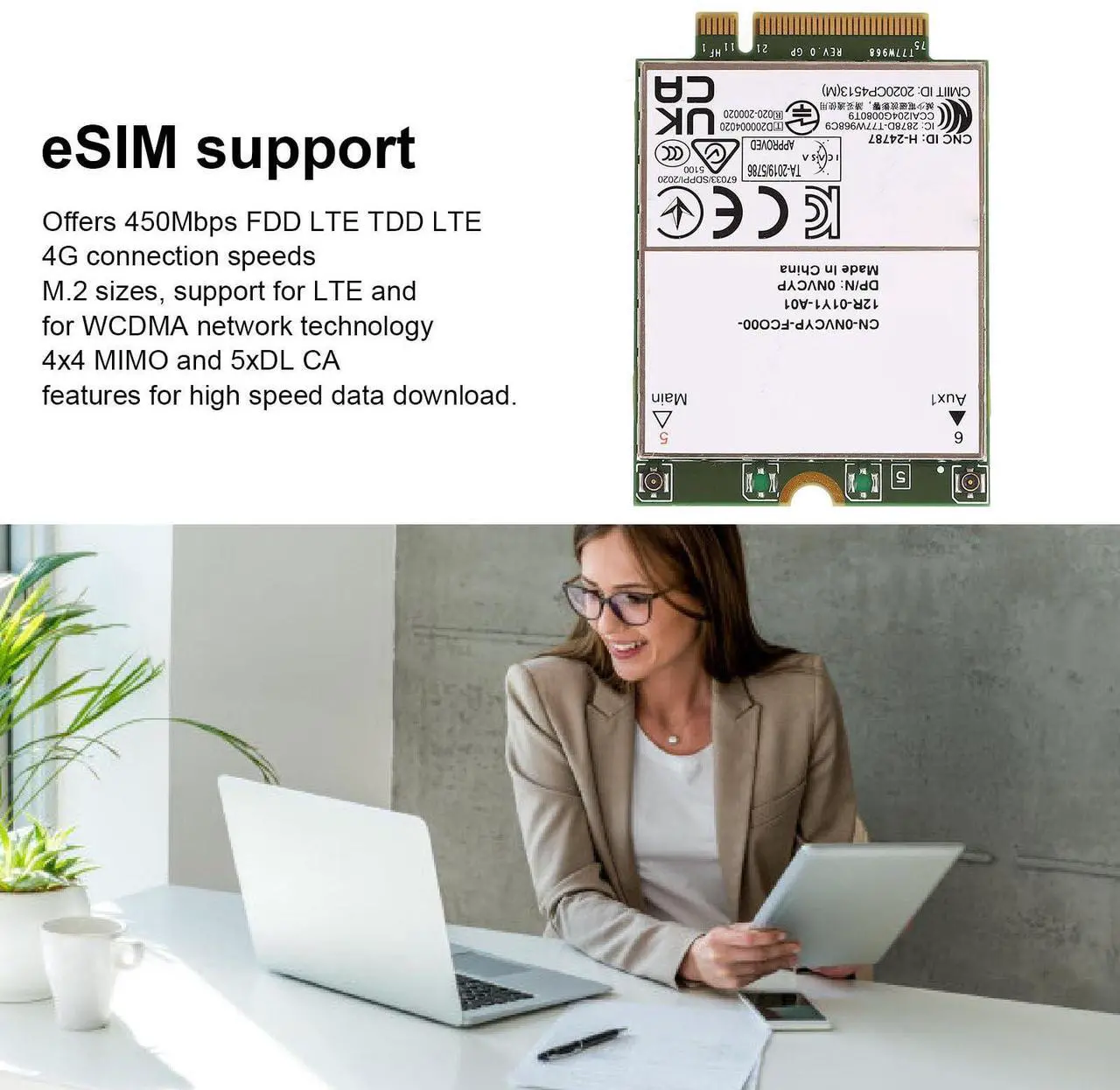 Alt view image 3 of 5 - T77W968 Card, 3G 4G 5G WWAN GPS Network Card, FDD LTE TDD LTE 4G Laptop Module