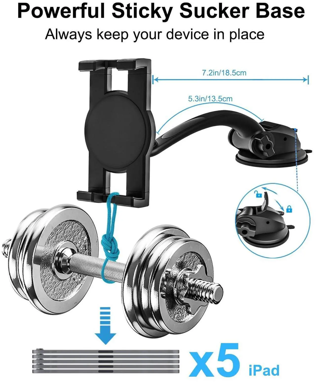 Alt view image 4 of 5 - woleyi 3 in 1 Car Tablet Holder Mount, Universal Strong Suction Cup Tablet Holder for Car Dashboard Windshield Air Vent, for iPad Pro, Air, Mini, Galaxy Tabs, Z Fold, Fire HD, iPhone, 4.7-13" Devices