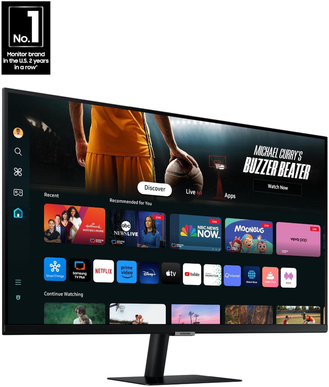 Alt view image 2 of 5 - SAMSUNG 43-Inch M7 (M70D) Series 4K UHD Smart Monitor, Speakers, HDR10, USB-C, Multiple Ports, Gaming Hub, SolarCell Remote, Vision Accessibility Tools, LS43DM702UNXGO, 2024, Black