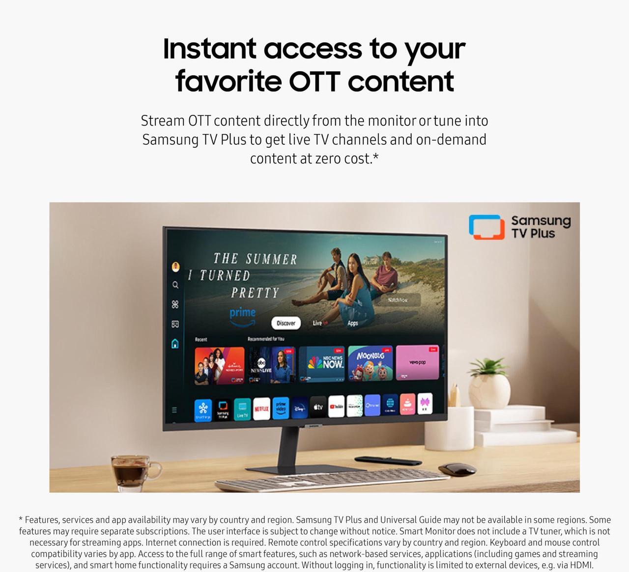 Alt view image 4 of 5 - SAMSUNG 43-Inch M7 (M70D) Series 4K UHD Smart Monitor, Speakers, HDR10, USB-C, Multiple Ports, Gaming Hub, SolarCell Remote, Vision Accessibility Tools, LS43DM702UNXGO, 2024, Black