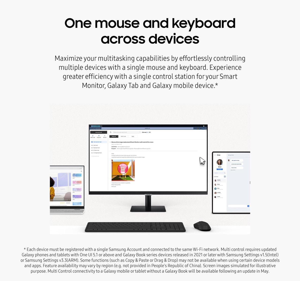 Alt view image 5 of 5 - SAMSUNG 43-Inch M7 (M70D) Series 4K UHD Smart Monitor, Speakers, HDR10, USB-C, Multiple Ports, Gaming Hub, SolarCell Remote, Vision Accessibility Tools, LS43DM702UNXGO, 2024, Black