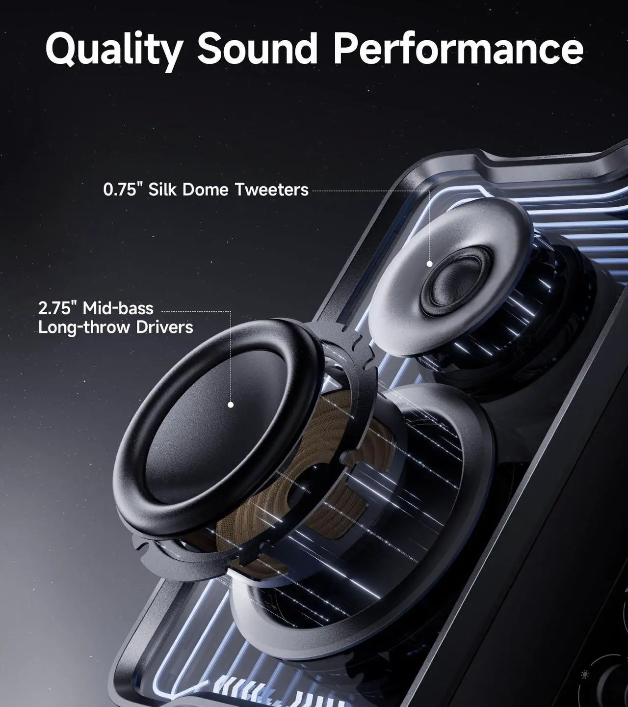 Alt view image 3 of 5 - Edifier QR30 2.0 Desktop Active Speaker, Compact Bluetooth V5.4 Computer Speakers, Wireless Bookshelf Speaker, 30W (RMS), 3.5mm AUX & USB-A Wired Input, Dynamic Light Effects, App Control, White