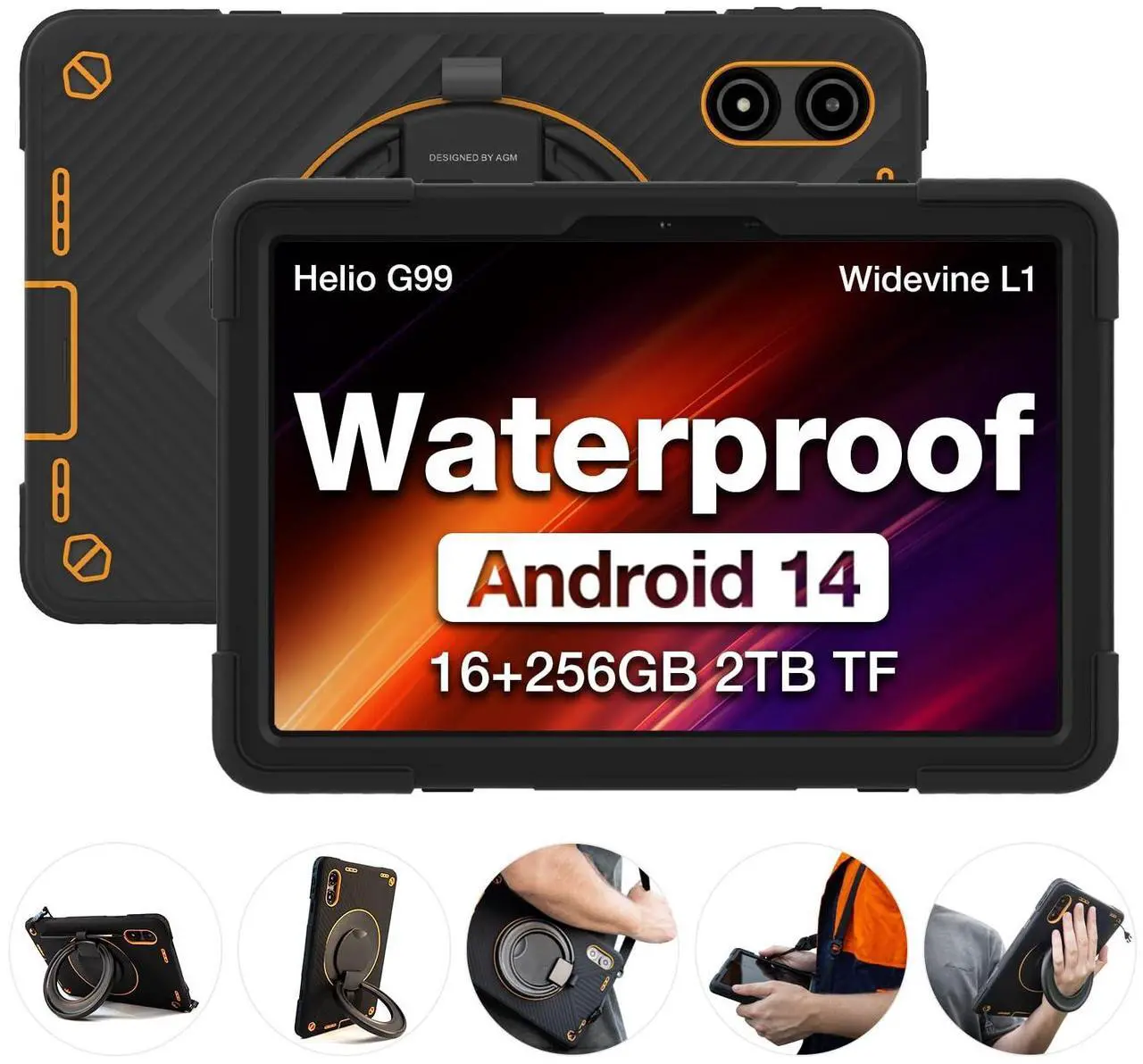 Main image of AGM PAD P2 Active Rugged Android 14 Tablet with Case, Waterproof & Drop-Proof, Widevine L1 & GMS Certified, 11" 90Hz FHD 480 NITS Display, MTK G99, 8000 mAh, 16(8+8) + 256GB[TF 2TB], GPS, Compass, OTG
