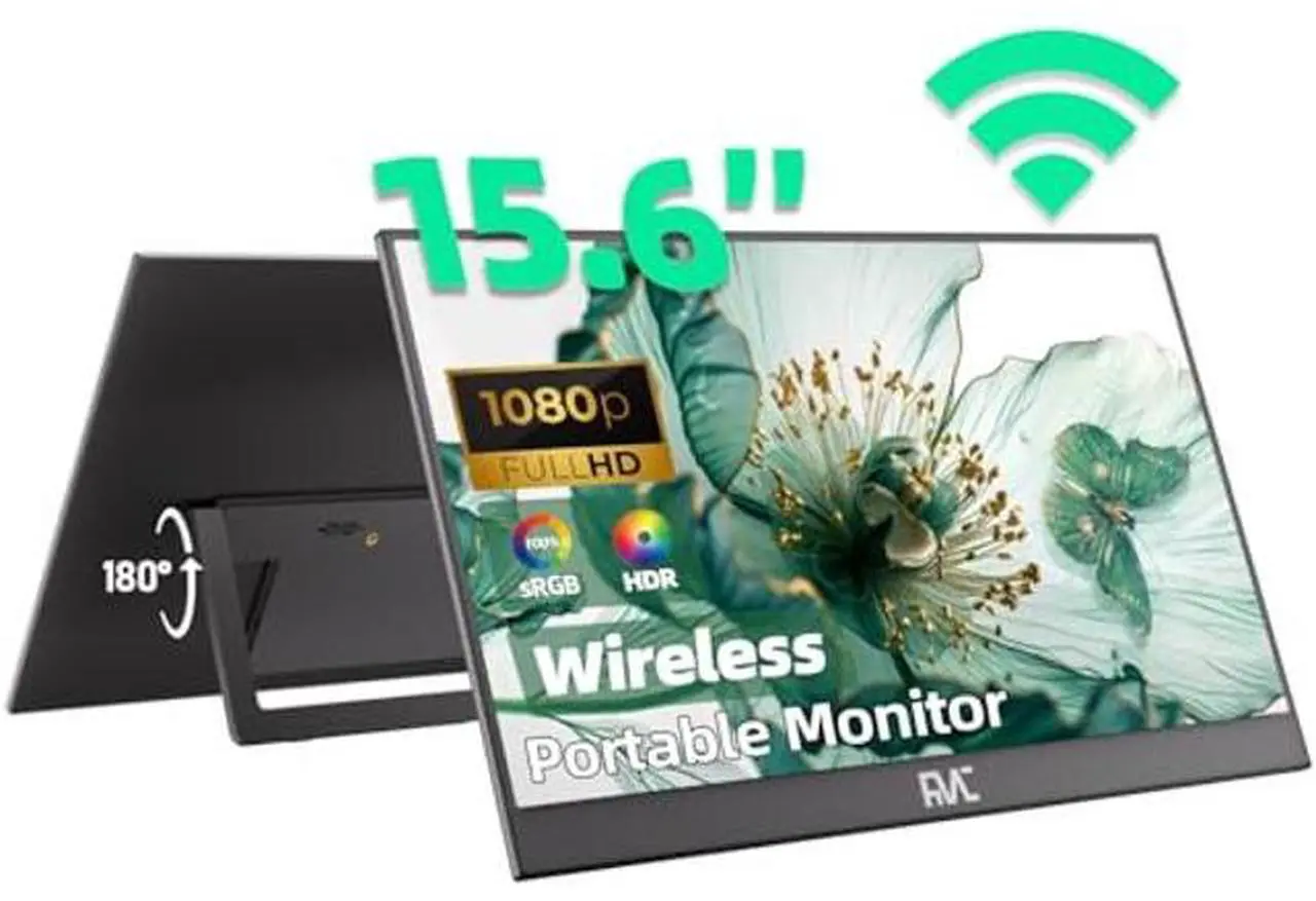 Main image of FMC Wireless Portable Monitor 15.6 Inch WiFi Support Mirroring for Phone, Miracast for Laptops, Wireless Network Adapter for PC, New Display Technology 180degAdjustable, HDMI for Laptops, Mobile