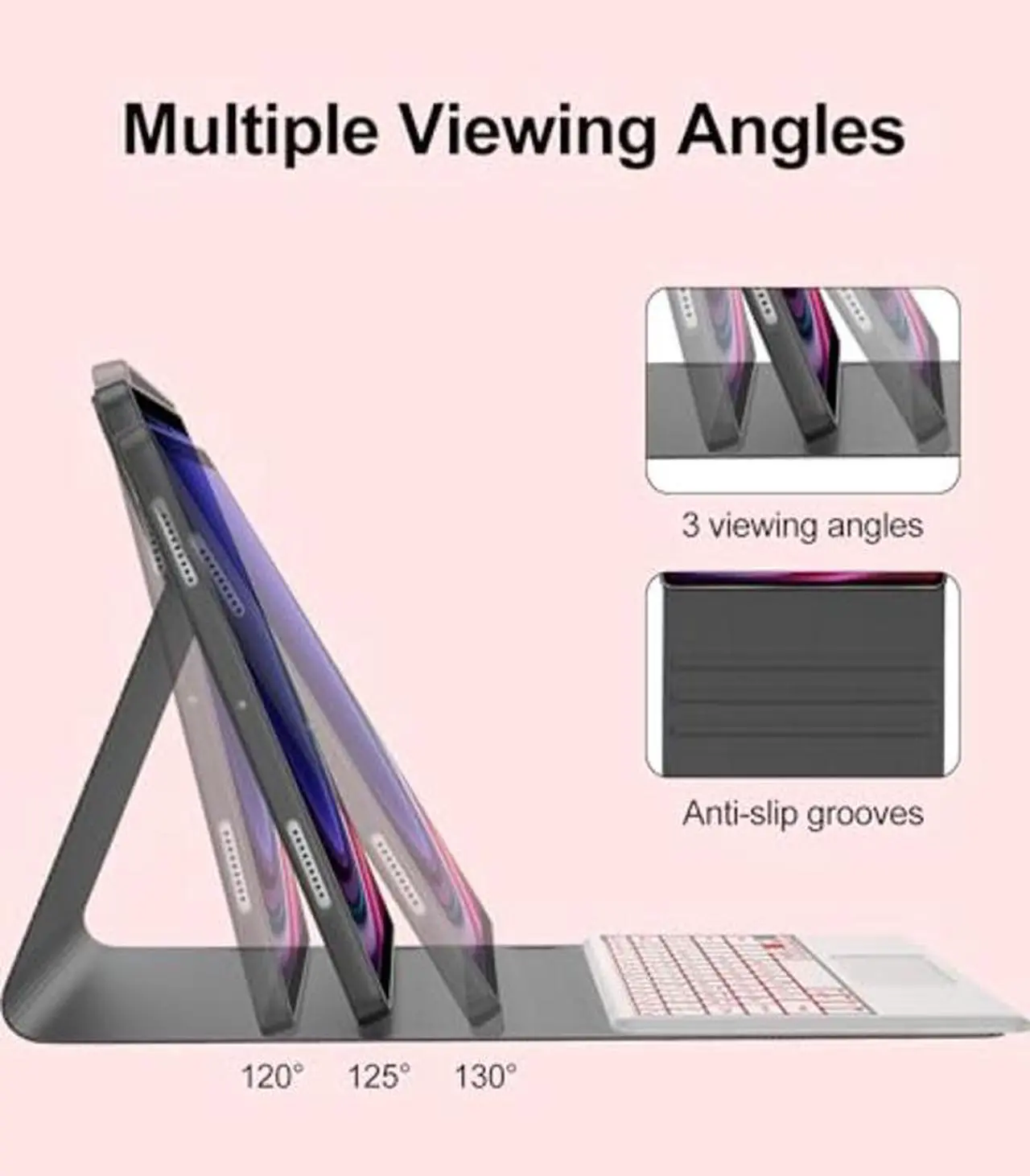 Alt view image 2 of 5 - KVAGO Keyboard Case for Samsung Galaxy Tab S9/S8/S10 Ultra 14.6 inch, 7 Color Backlit Keyboard, Multi-Gesture Smart Touchpad, Smart Cover Compatible with S Pen, Auto Sleep/Wake (Coral Pink)