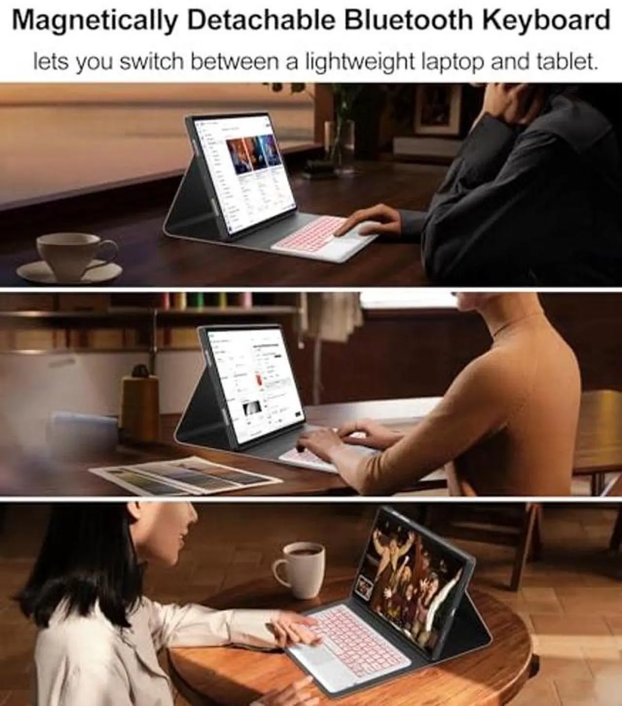 Alt view image 5 of 5 - KVAGO Keyboard Case for Samsung Galaxy Tab S9/S8/S10 Ultra 14.6 inch, 7 Color Backlit Keyboard, Multi-Gesture Smart Touchpad, Smart Cover Compatible with S Pen, Auto Sleep/Wake (Coral Pink)