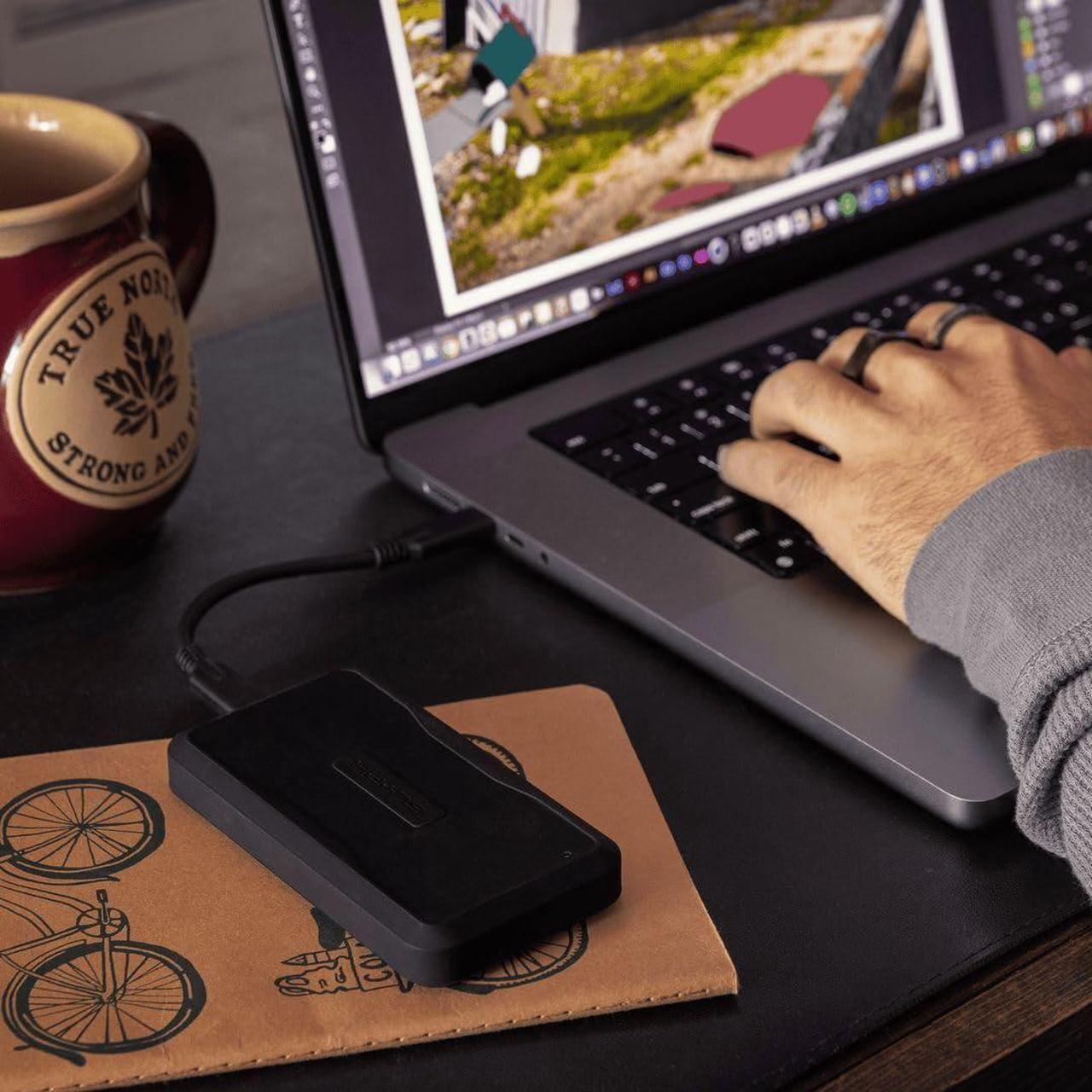 Alt view image 5 of 5 - Glyph Atom PRO External NVMe SSD V2 with 3000 MBPS Transfer Speed, Thunderbolt 3 Connectivity, and Rugged Design (2TB, Black)